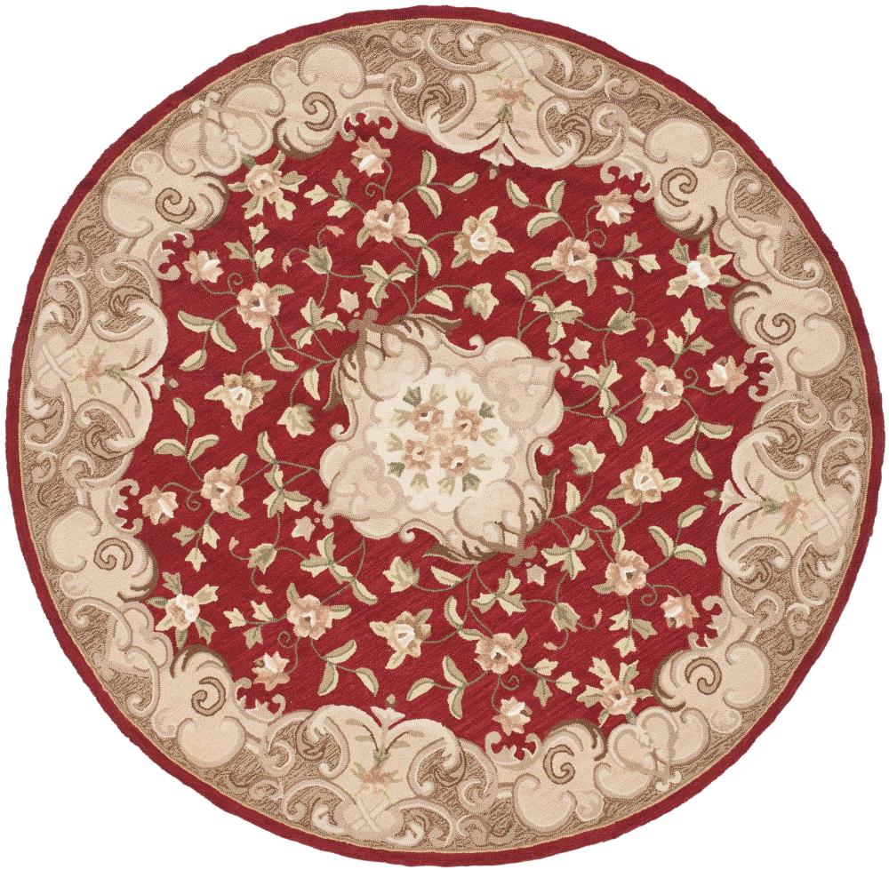 Safavieh EZC434A-8R Easy Care Rainer 8 x 8 (ft) Loomed Polypropylene Rust/Sage Round Indoor Floral/Botanical Oriental Area rug