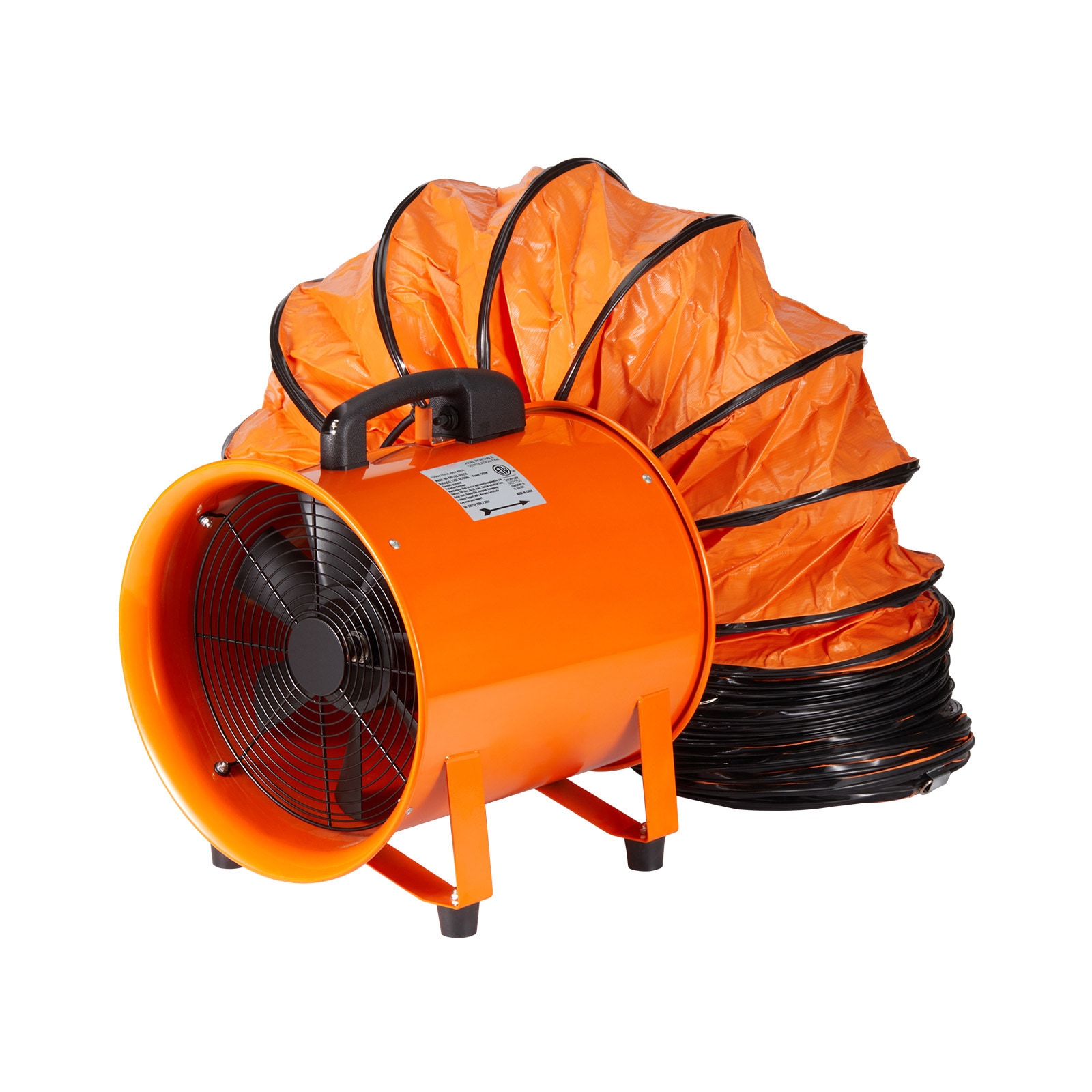 LOVMOR  1/2-HP 1893-CFM Indoor Portable Ventilator Orange Steel Exhaust Blower with 33-ft Duct Hose for Smoke Odor Dust Control