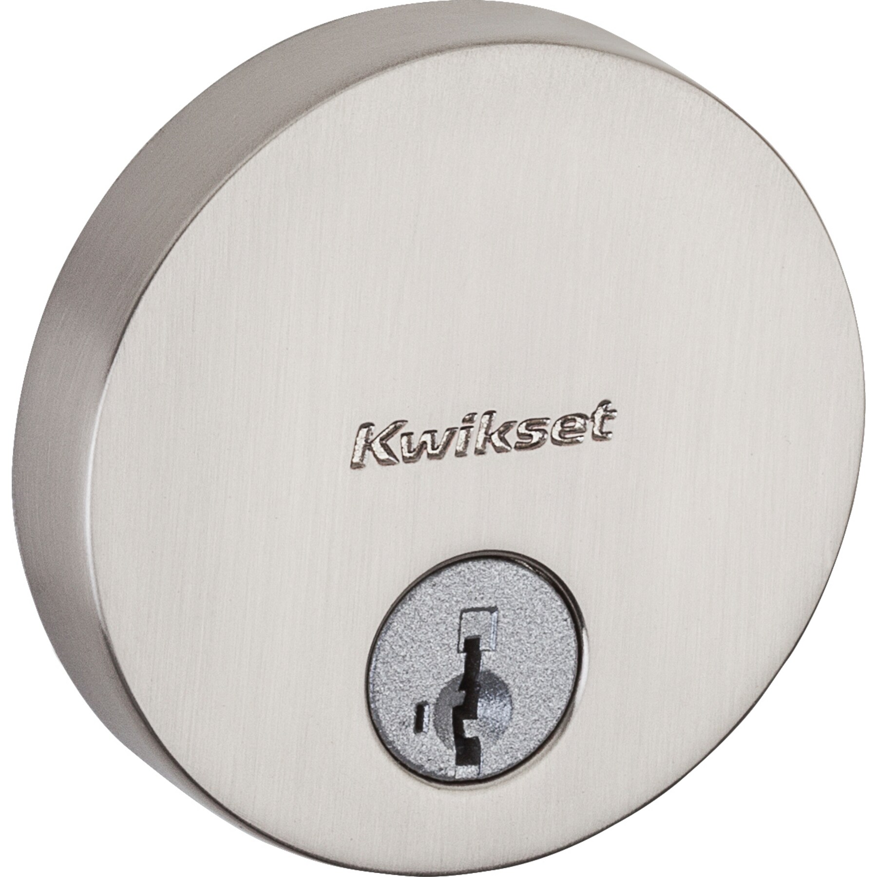 Satin Nickel Round Single Cylinder Deadbolt with SmartKey Security