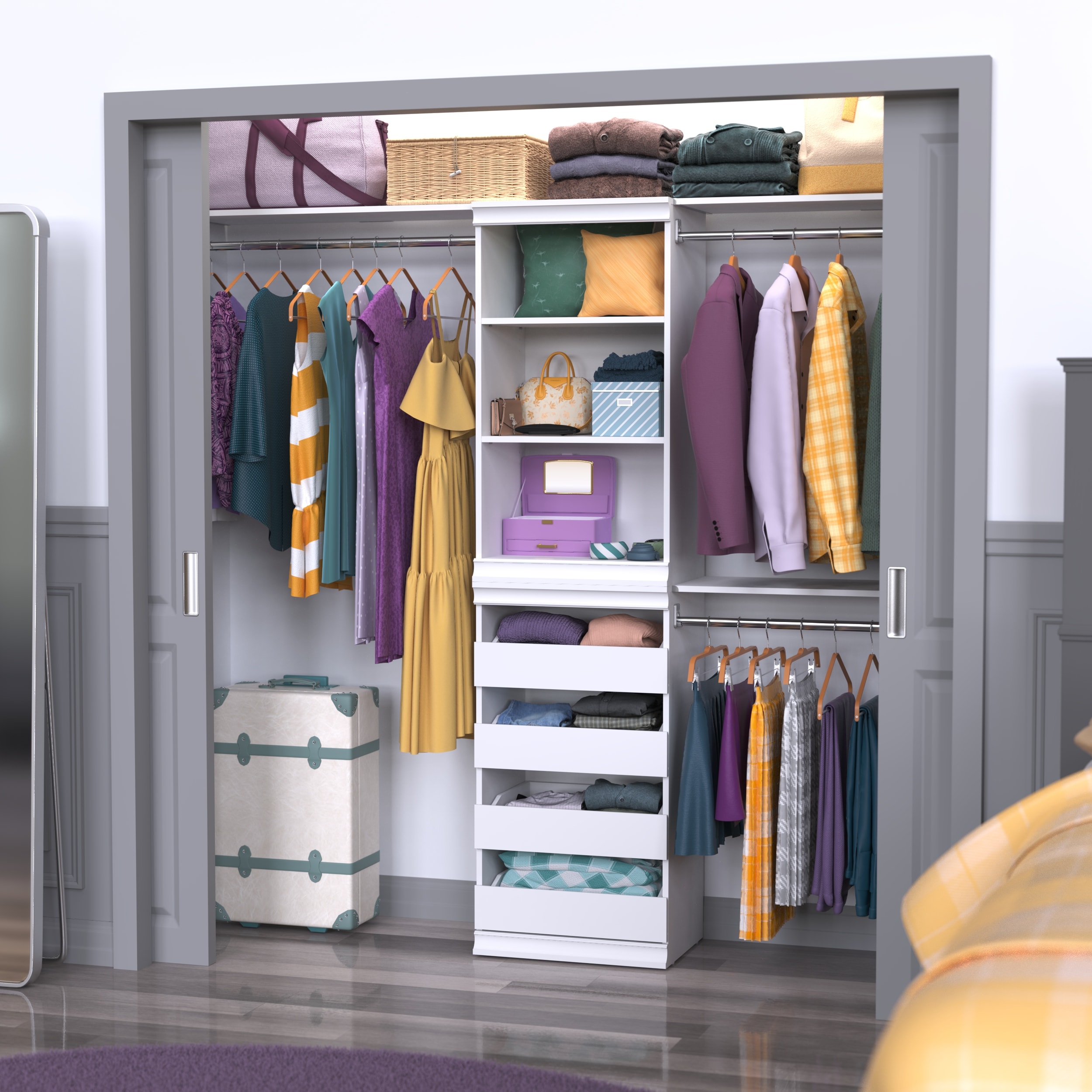 ClosetMaid Modular Storage 7.79-ft to 7.79-ft W x 6.7-ft H White Solid ...