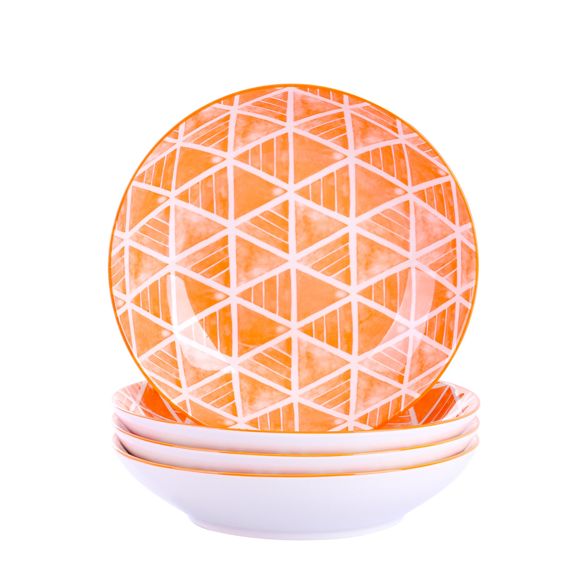 CASAINC VC-SAYUKI-STP 4-piece Orange Pattern Porcelain Dinnerware Set Dinner Plates Salad Pasta Plate Set (service For 4)