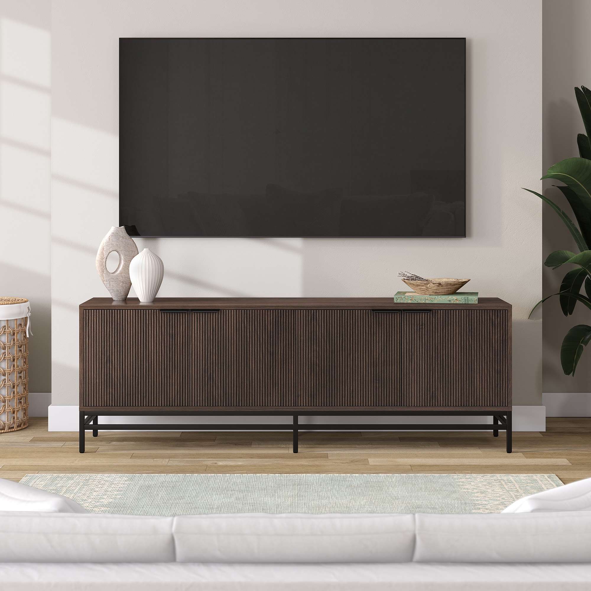 Hailey Home TV2280 Montello Transitional Alder Brown TV stand ( Accommodates TVs more than 70-in )
