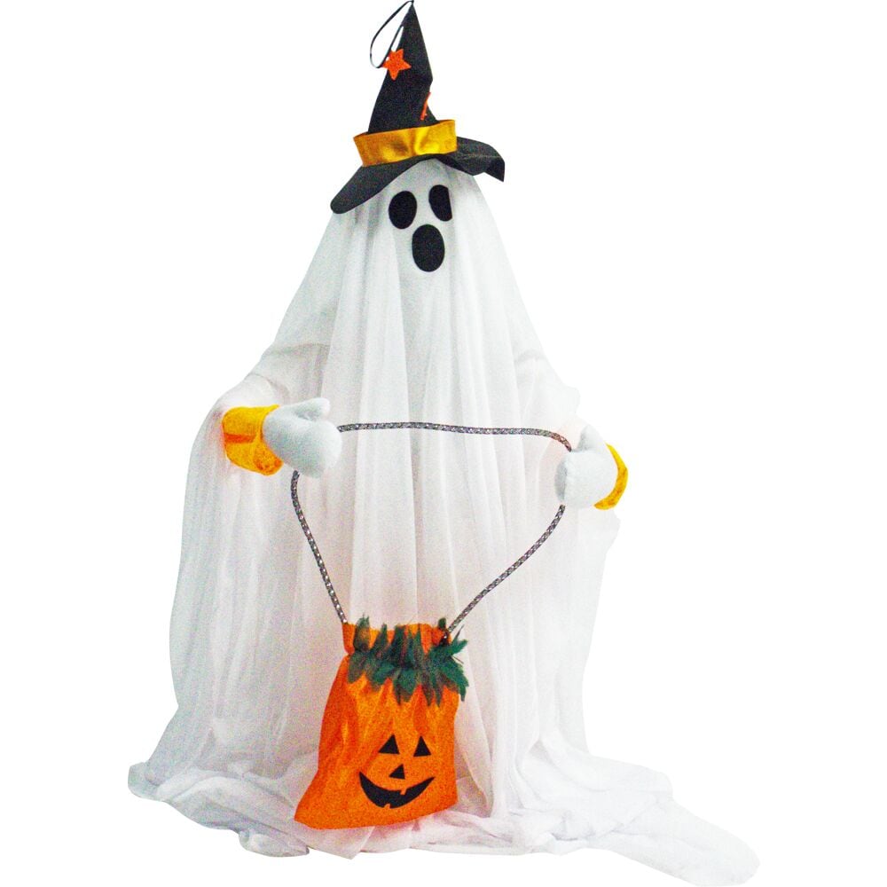 Haunted Hill Farm HHGHST-2FLSA 2.92-ft Freestanding Talking Lighted Boo Ghost Animatronic