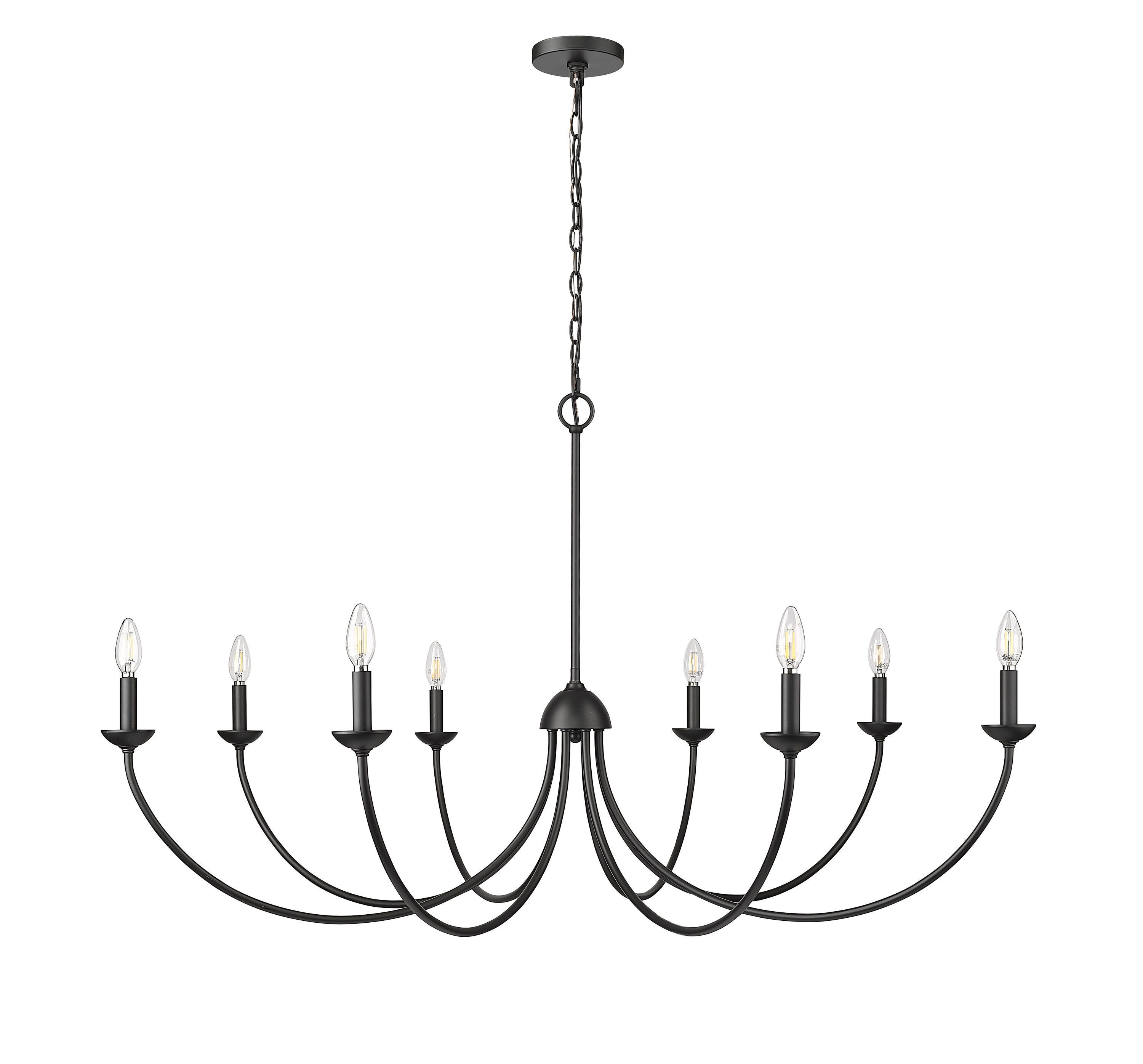 Millennium Lighting 12408-MB Huxley 8 -Light Matte Black Transitional For Use in Bedrooms, Dining Rooms, Foyers, Kitchens, Living Rooms Chandelier