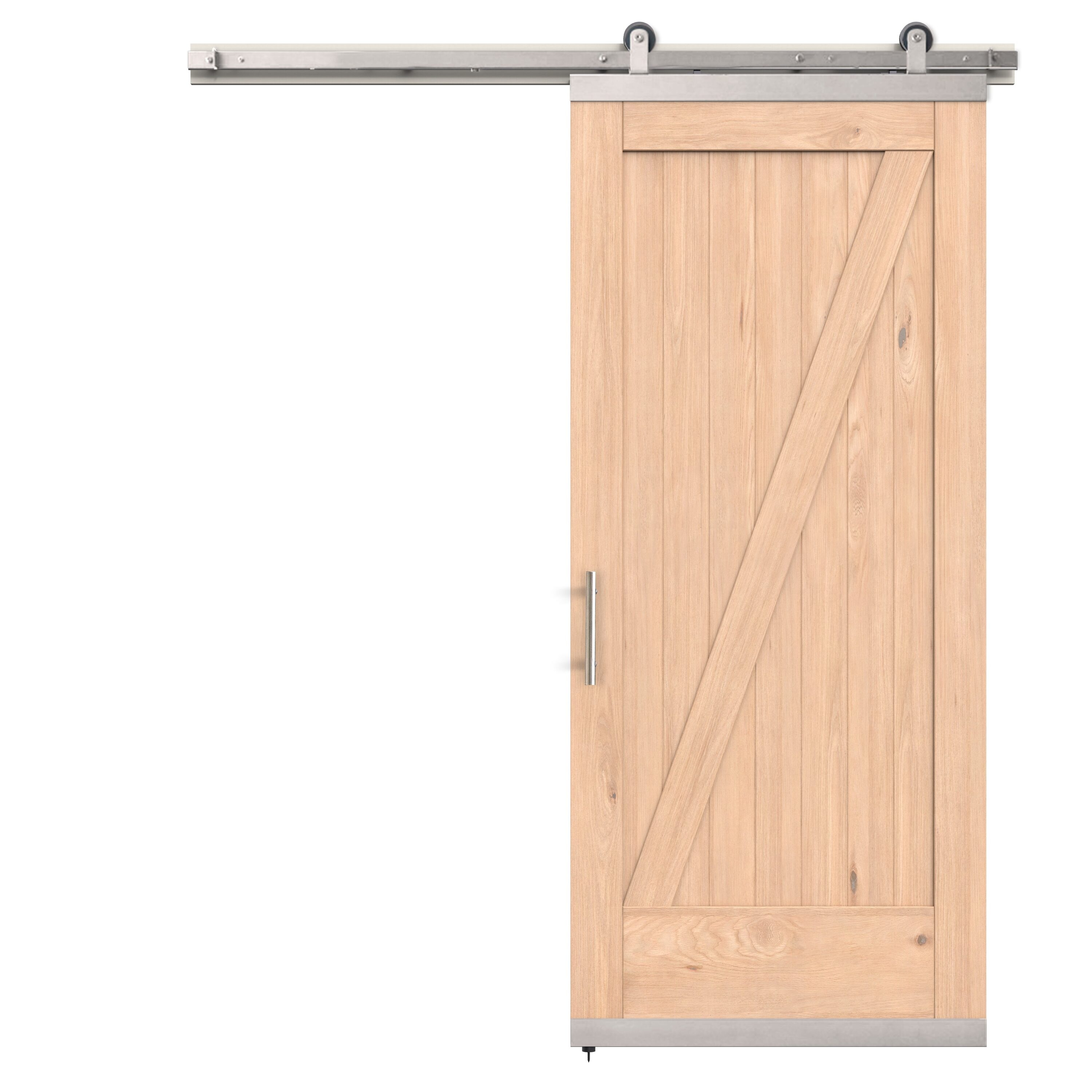 JELD-WEN LOWOLJW248800159 36-in x 80-in Unfinished Unfinished Z-frame White oak Wood Solid core Single Barn Door (Hardware Included)