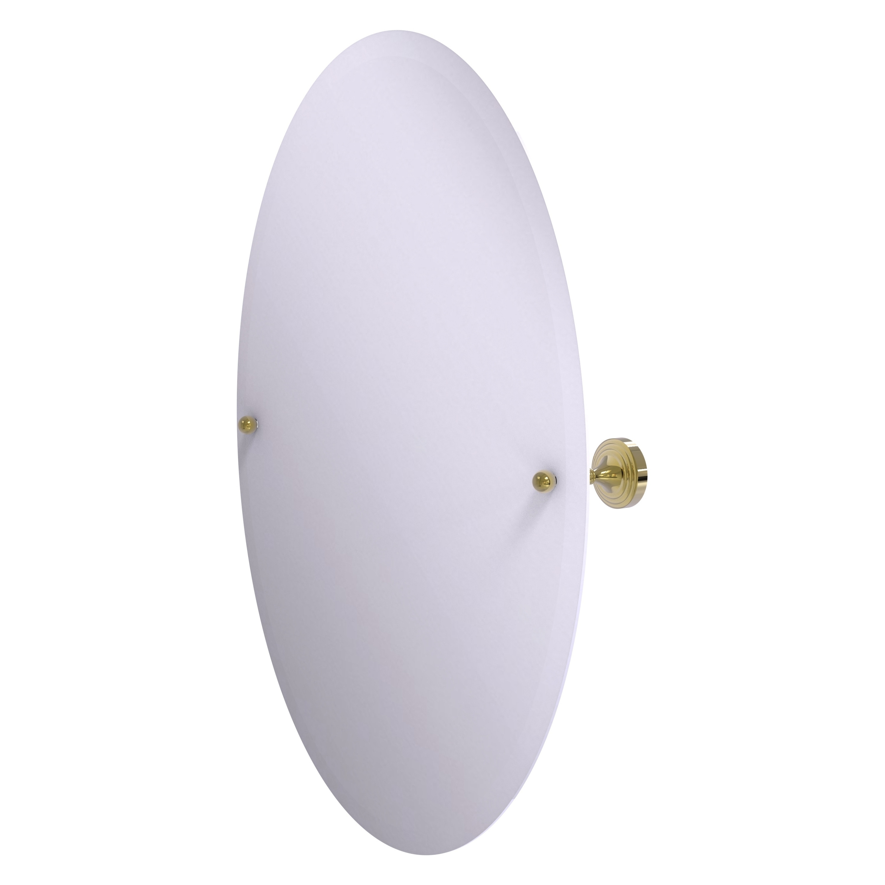 Allied Brass SG-91-UNL Sag Harbor 21-Inches x 3.6-Inches Beveled Frameless Oval Tilting Bathroom Vanity Mirror ( Unlacquered Brass )