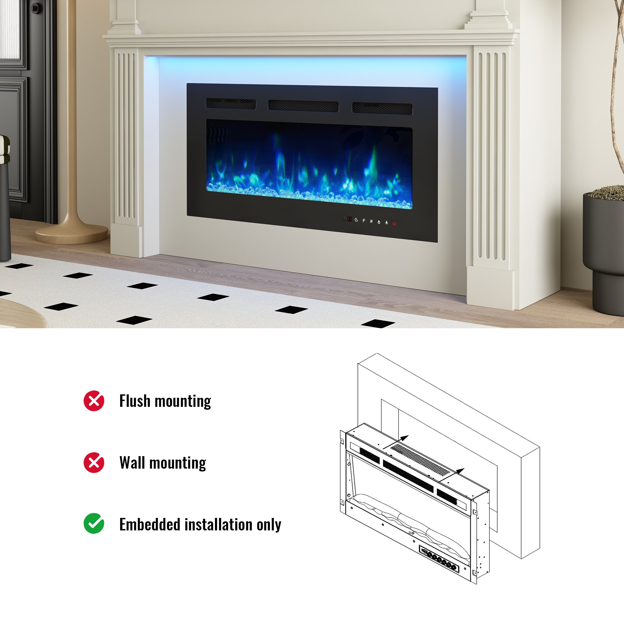 Clihome CL-CYTVS07-WHI Electric-Fireplaces - View #8