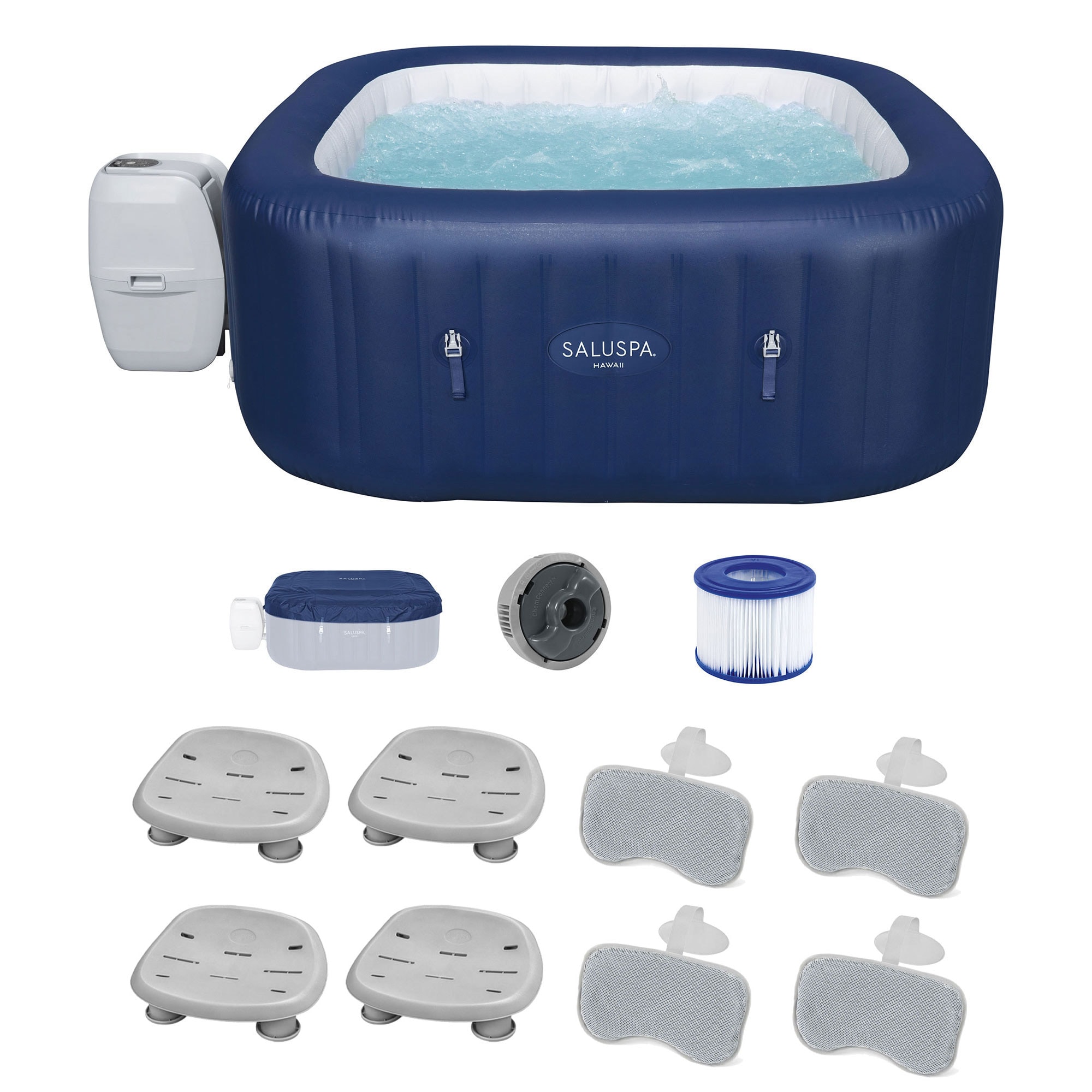 Bestway 396578 SaluSpa 140 Jet 6 -Person Inflatable Square Hot Tub (Cover Included)