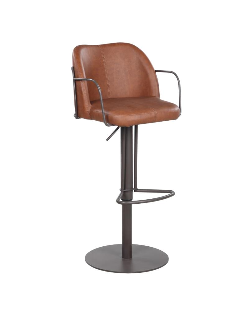 Chintaly Imports Brown/Matte Brown Adjustable Height Upholstered Bar ...