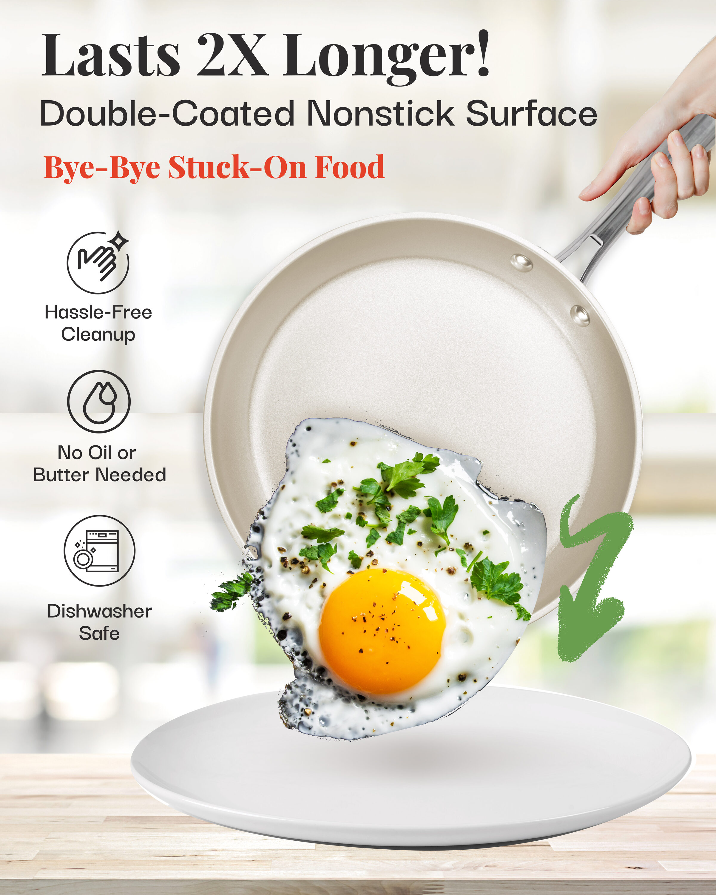 Gotham Steel 10" Cream Ceramic Nonstick Fry Pan