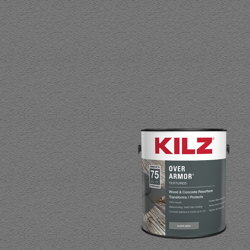 KILZ L395711 Over Armor Textured Slate Gray Textured Matte Exterior Porch and Floor paint ( 1-gallon )