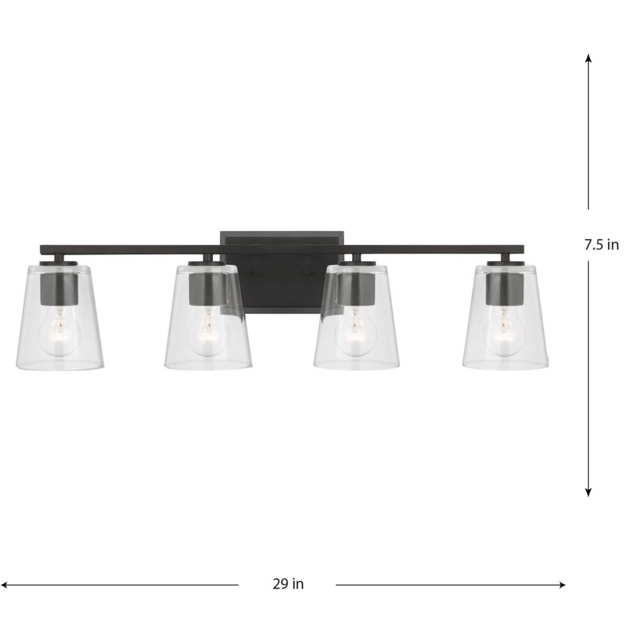 Vertex Matte Black Dimmable Four-Light Bath Fixture