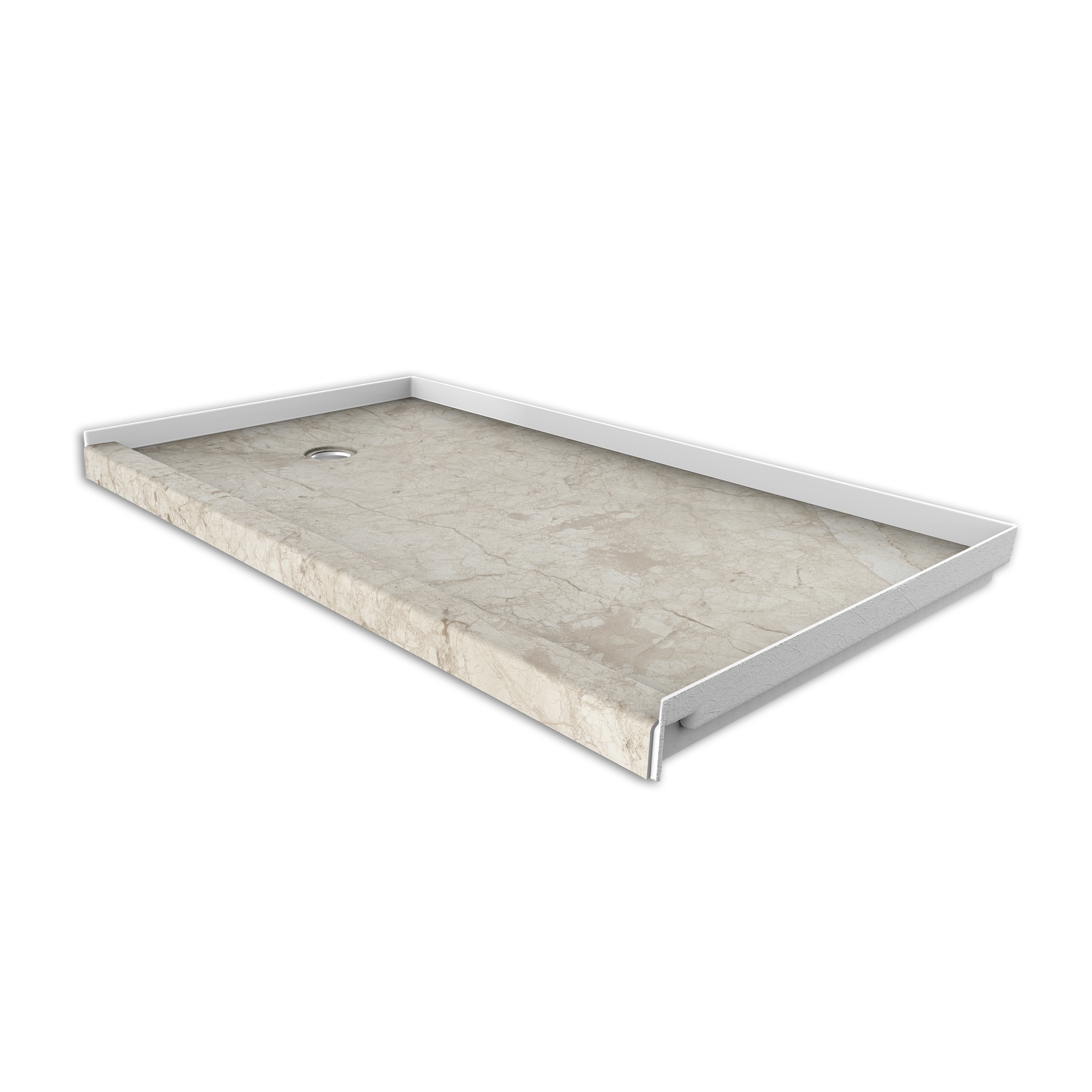 FlexStone FLXSBL6030BC 30-in W x 60-in L Botticino Cream Single Threshold Rectangle Shower pan base with 2.625-in H Threshold (Left Drain)