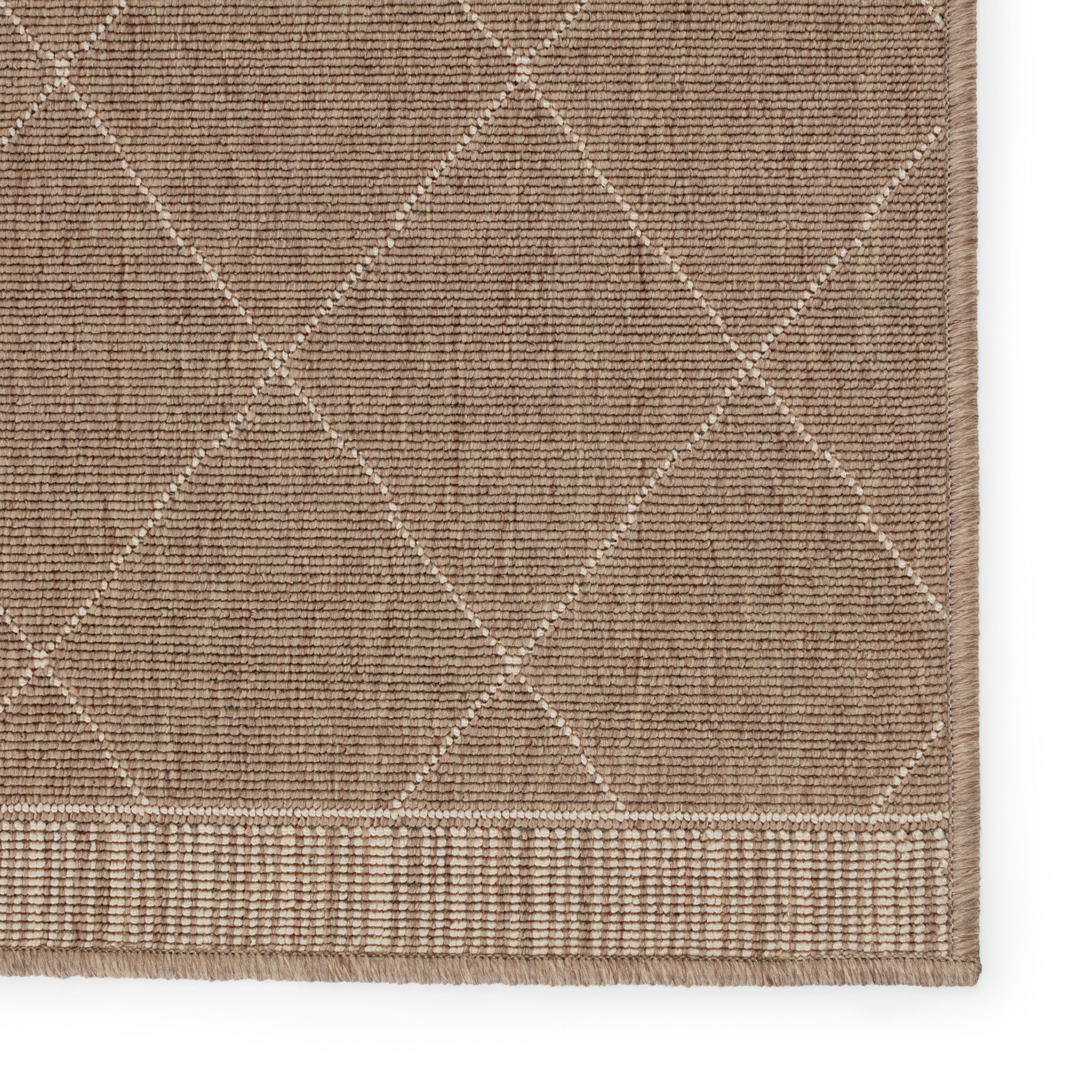 Mahaba Almasi Reversible Dark Taupe & Beige Trellis Rug - 2'6" x 8'