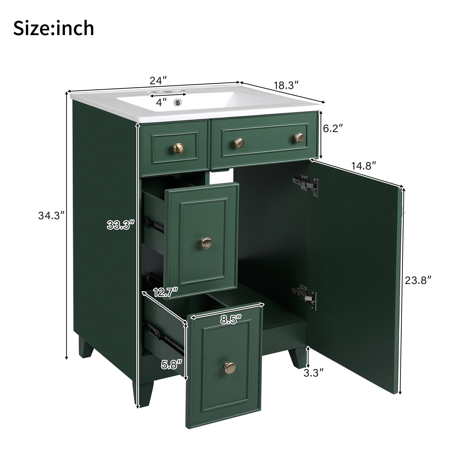 Homy Casa BVZC-W24-FG Bath-Vanity-Combo - View #2
