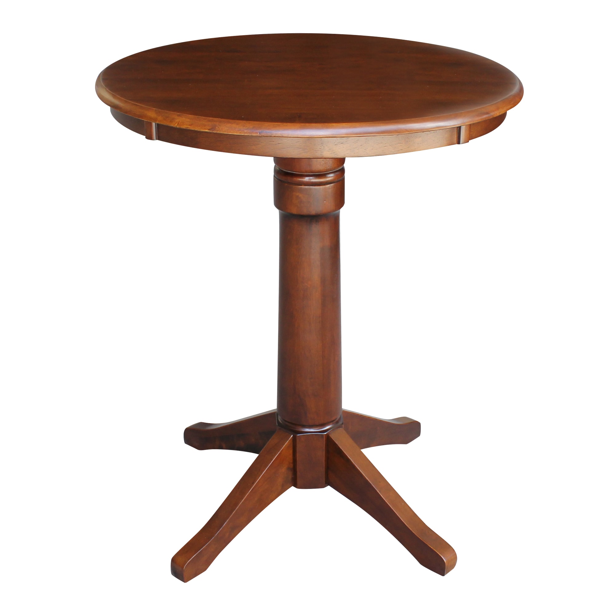 International Concepts K581-30RT-27B-6B Espresso Round Traditional Counter Table, Wood with Espresso Wood Pedestal Base 30-in L x 34.9-in H