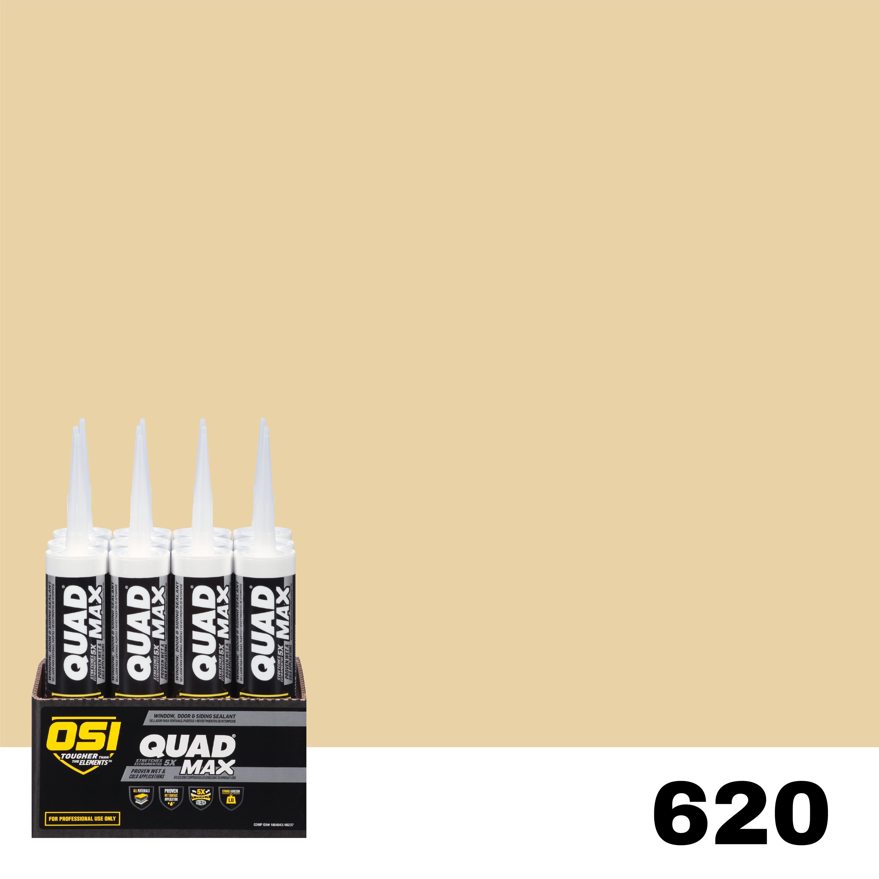 OSI 1869667 Quad Max 12 -Pack 10-oz Window door Yellow 620 Paintable Advanced Sealant Caulk