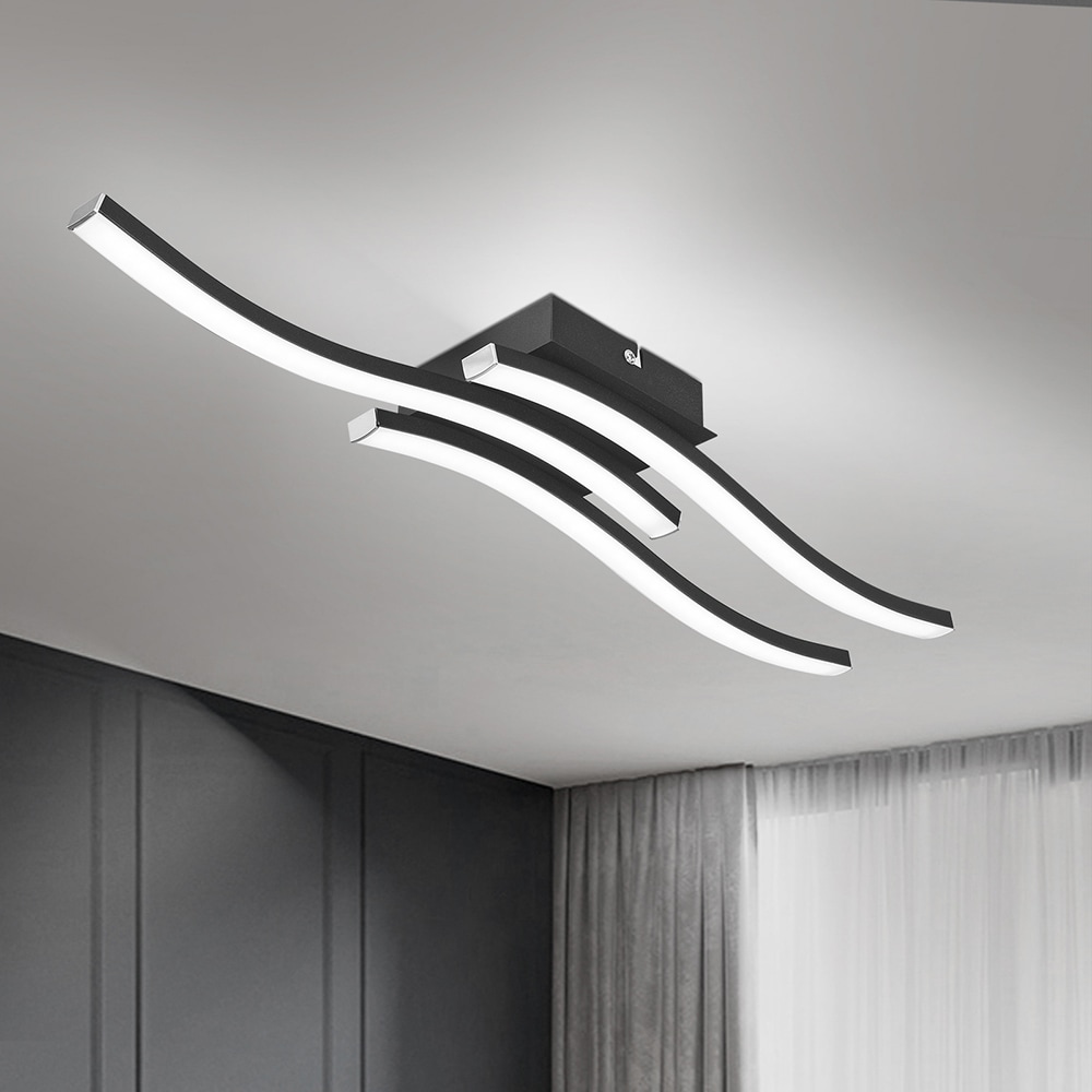 EDISLIVE Y81010000032458 3 -Light 18-in Matte Black Integrated LED Flush Mount Light