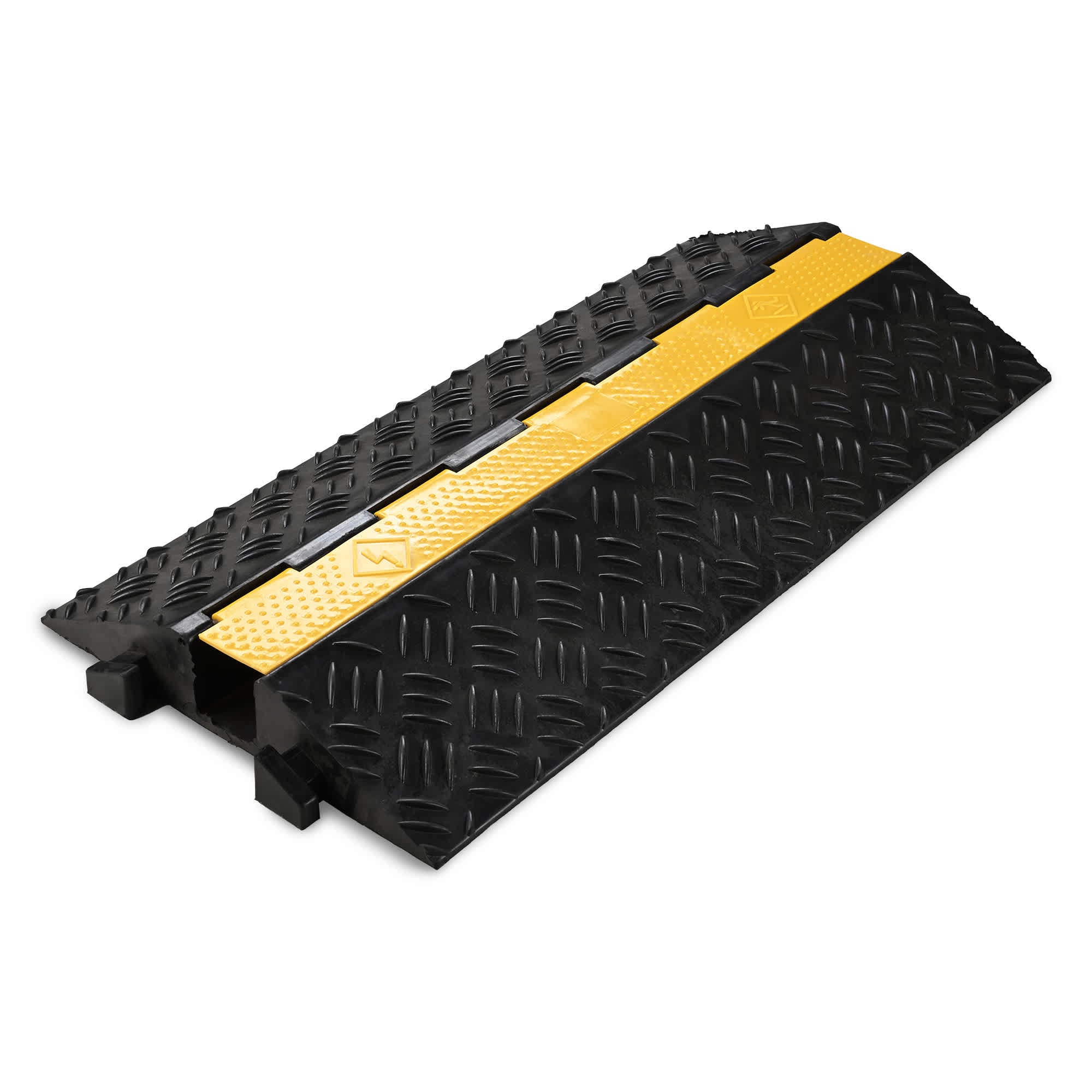 Yescom 1-Channel Rubber Cable Ramp 40000 Lbs Wire Cord Ramp Driveway Hose Cover Protector Speed Bumps for Driveway Hose Pipe Hider #33WCR006-1C8080-LO