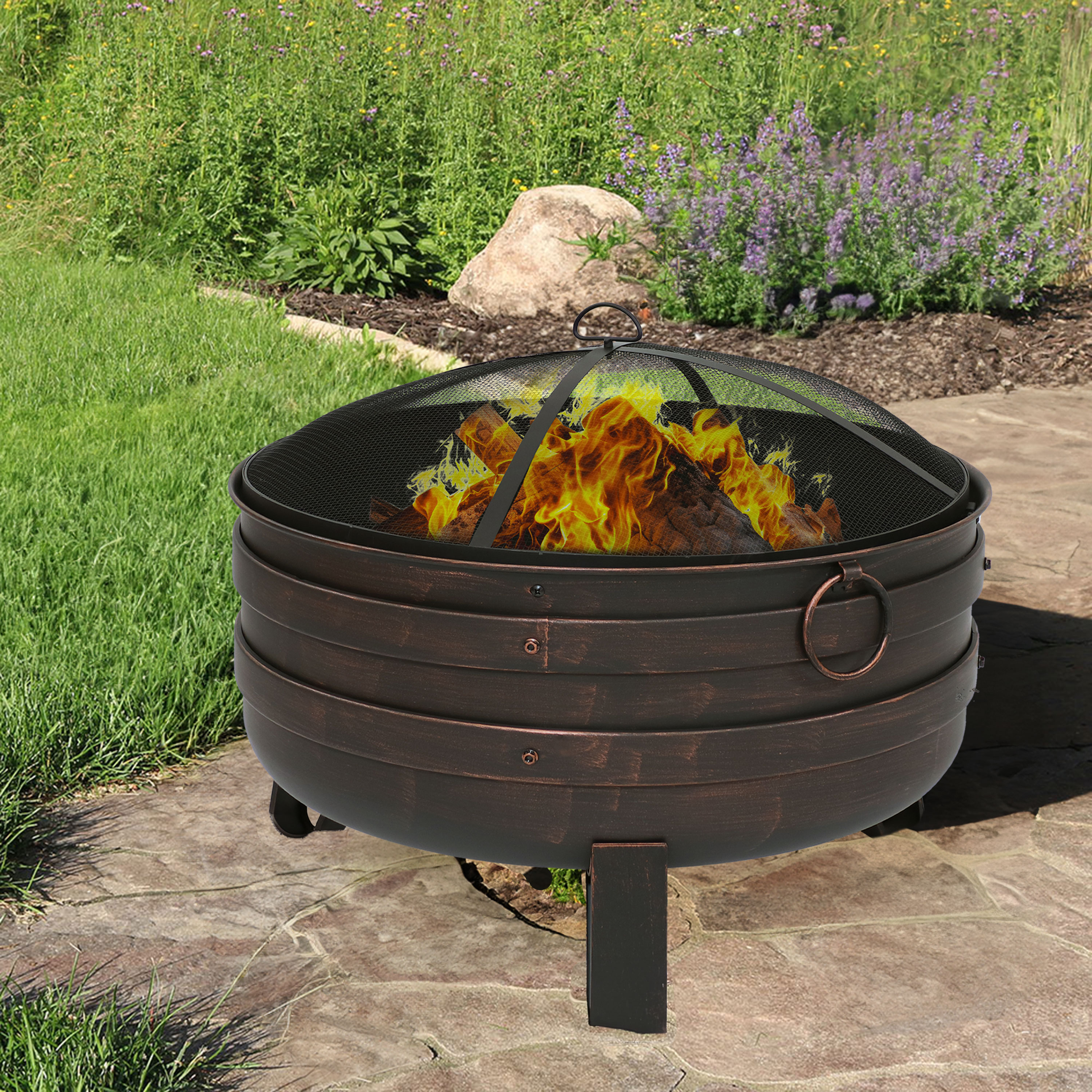 Sunnydaze Decor FSN-779 28.5-in W Bronze Steel Wood-Burning Fire Pit