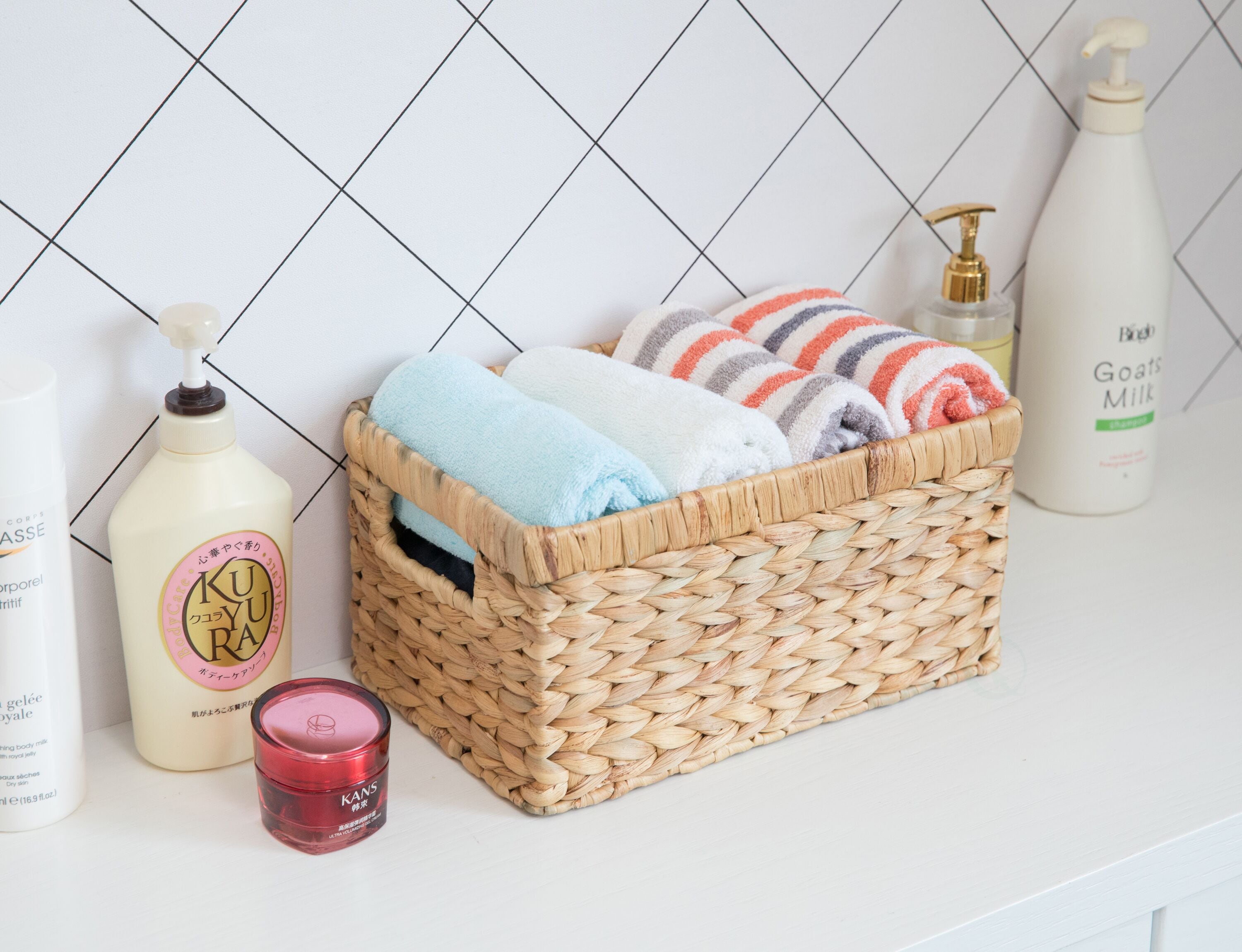 Small Natural Wicker Rectangular Storage Basket