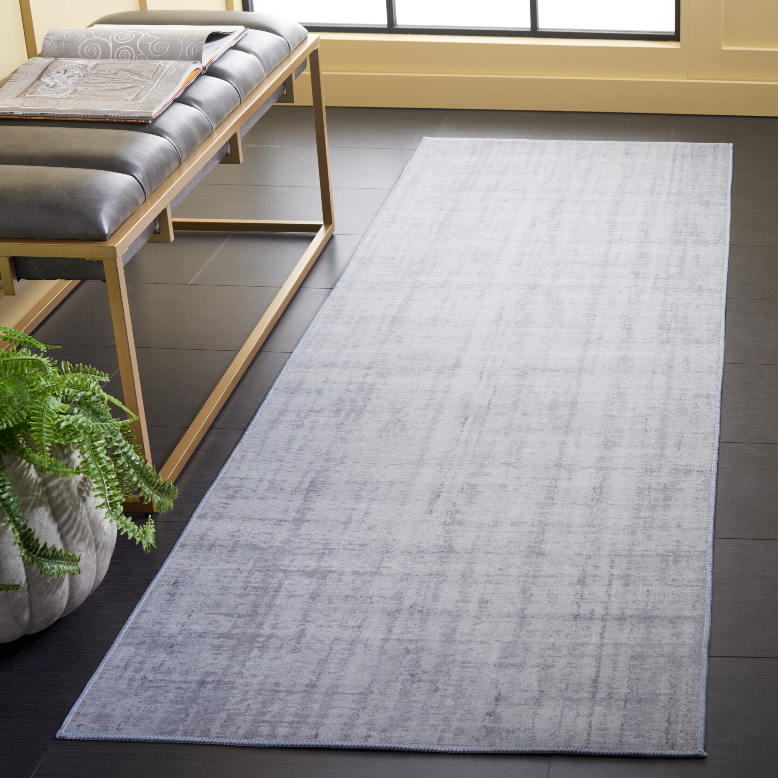 Tacoma 857F Light Grey Machine Washable/Slip Resistant 2ft-6in x 8ft Contemporary Rug