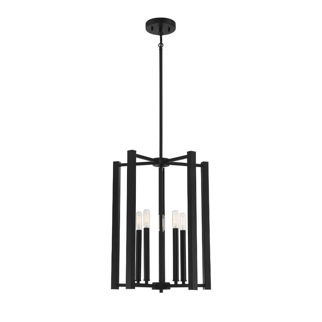  LW-SH640713 5-Light Matte Black Transitional Geometric Hanging Pendant Light