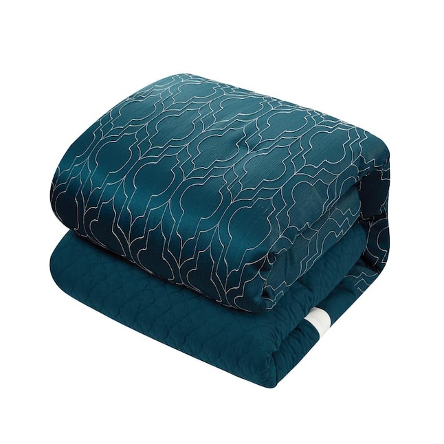 Chic Home Design Arlow 8-Piece Teal Blue Queen Comforter Set in the ...