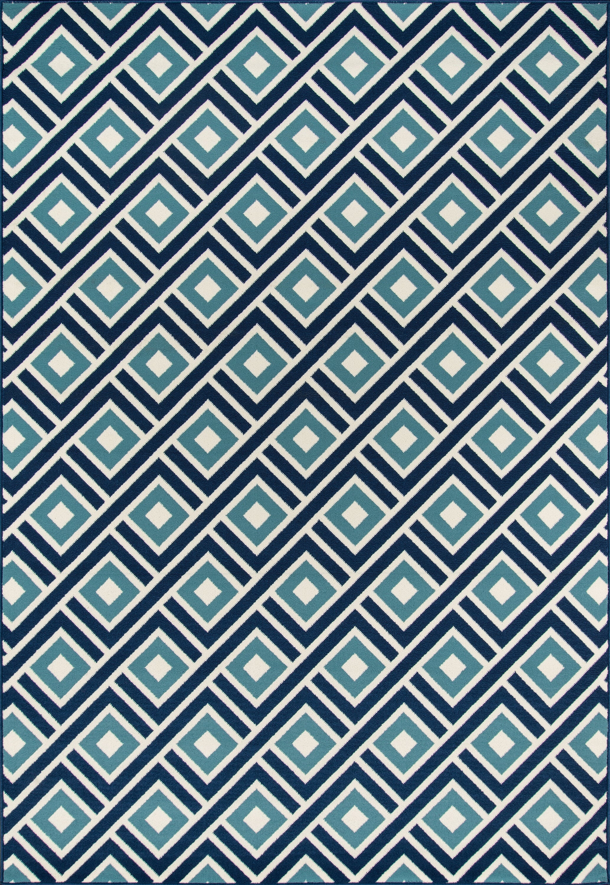Coastal Charm Blue Synthetic 20"x43" Easy-Care Outdoor Rug