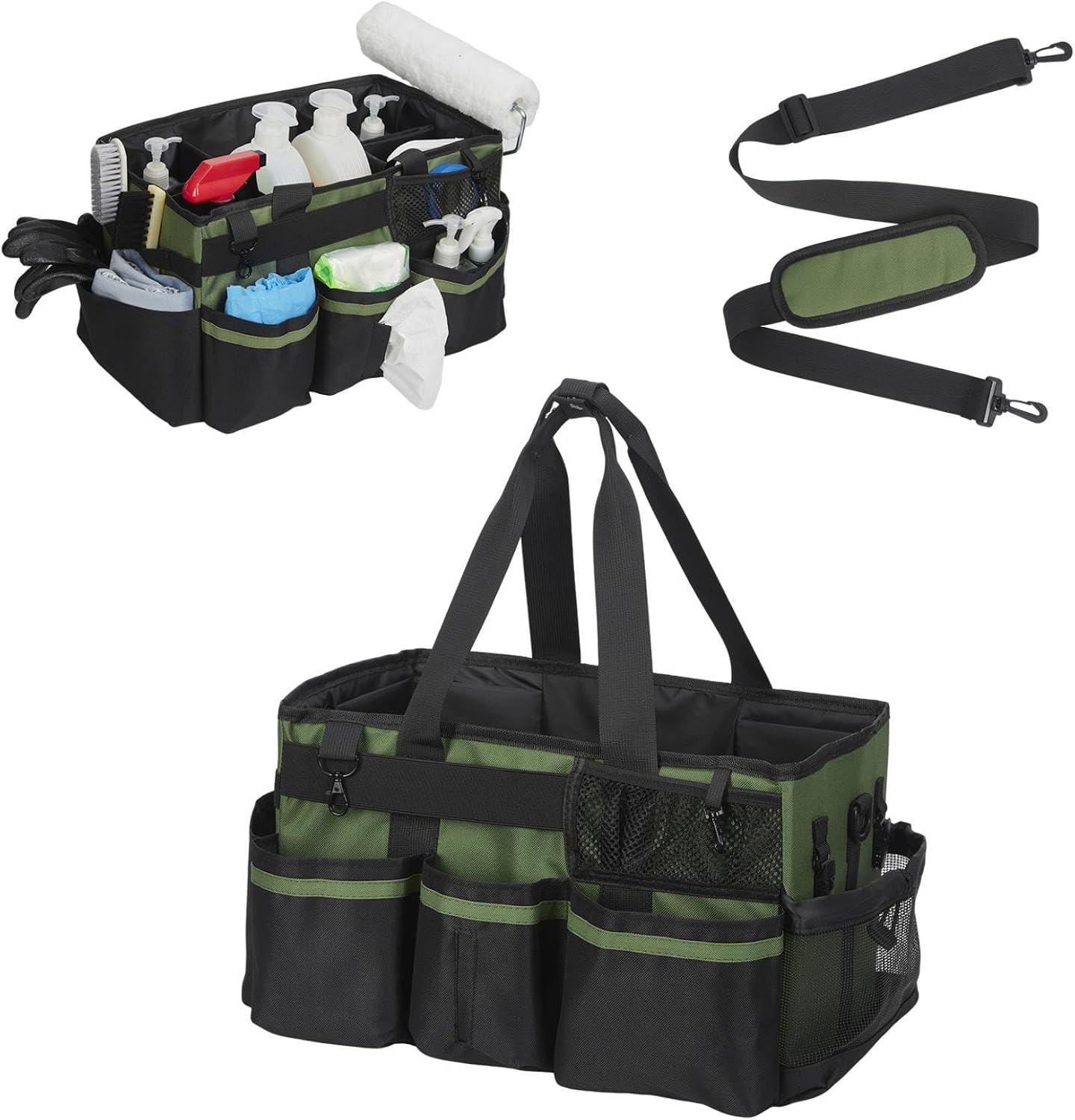 GAOMON 18 Inch Oxford Fabric Home Utility Storage Bag Multi-Compartment Household Organizer Handbag- Green