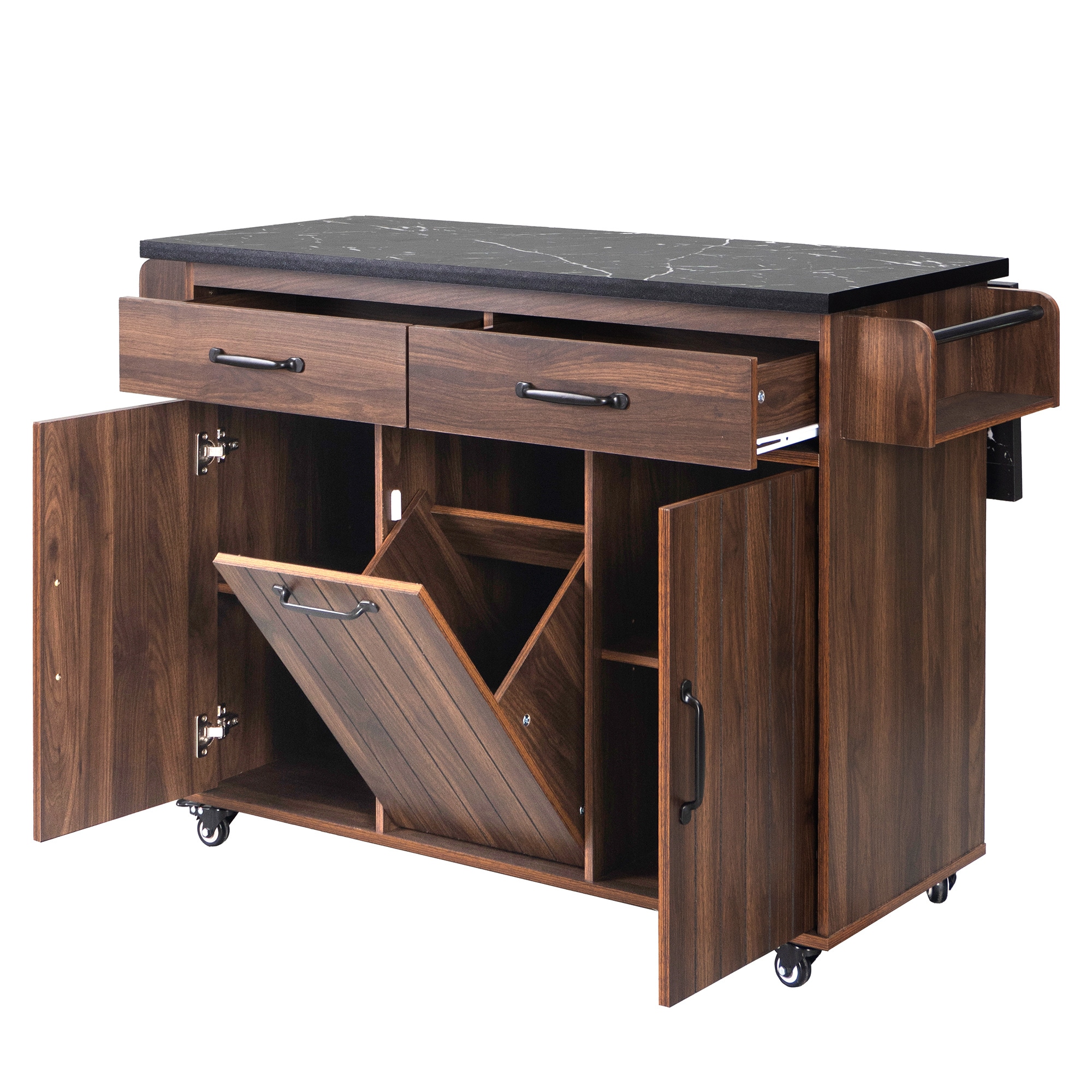 BABOOM BOM-W81AAZ-OR Brown MDF Base with MDF Rolling Kitchen Island ( 20.55-in x 51.06-in x 35.04-in )