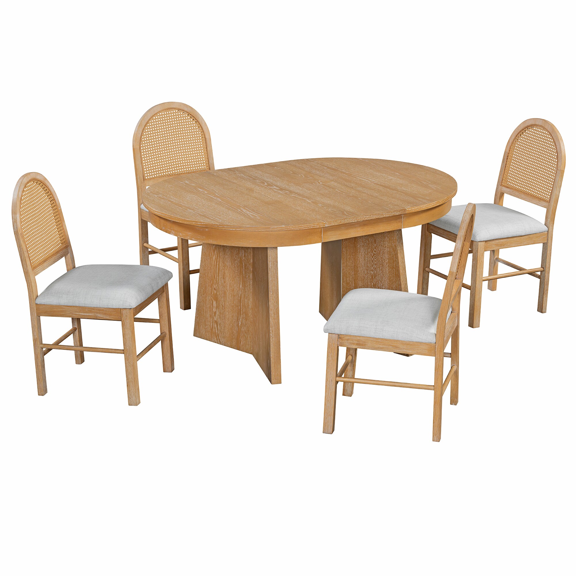 SINOFURN SYA330021BK Natural Wood Wash Rustic Dining Room Set with Round Table ( Seats 4 )