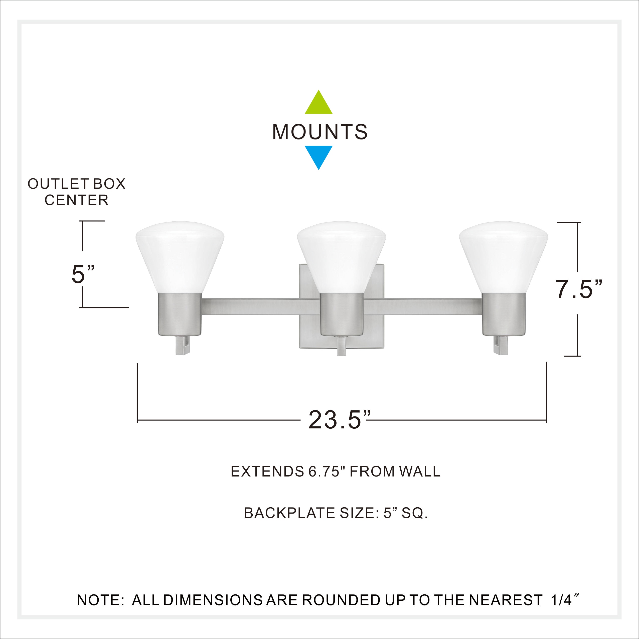 Quoizel Norton 6.7-in 3-Light Brushed Nickel LED Transitional Vanity ...