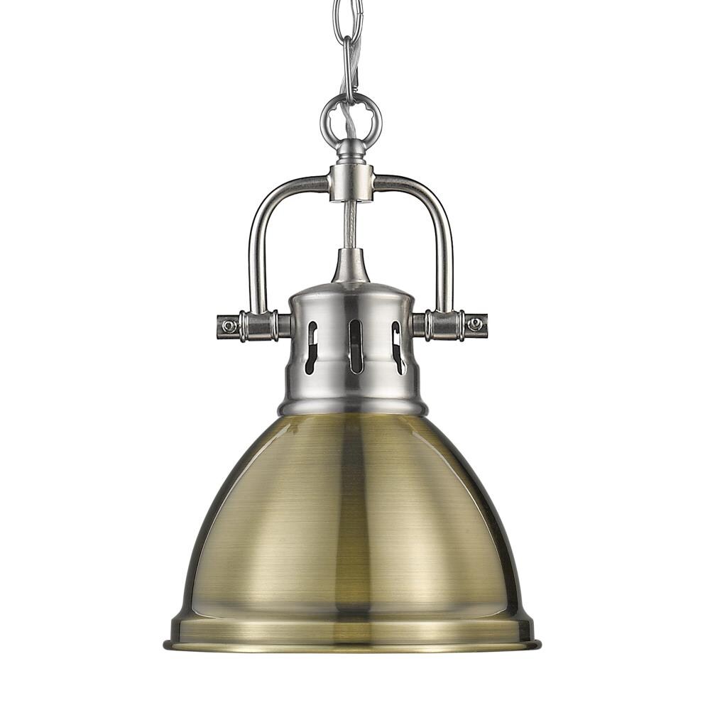 Golden Lighting Duncan Pewter Mid century Dome Mini Hanging
