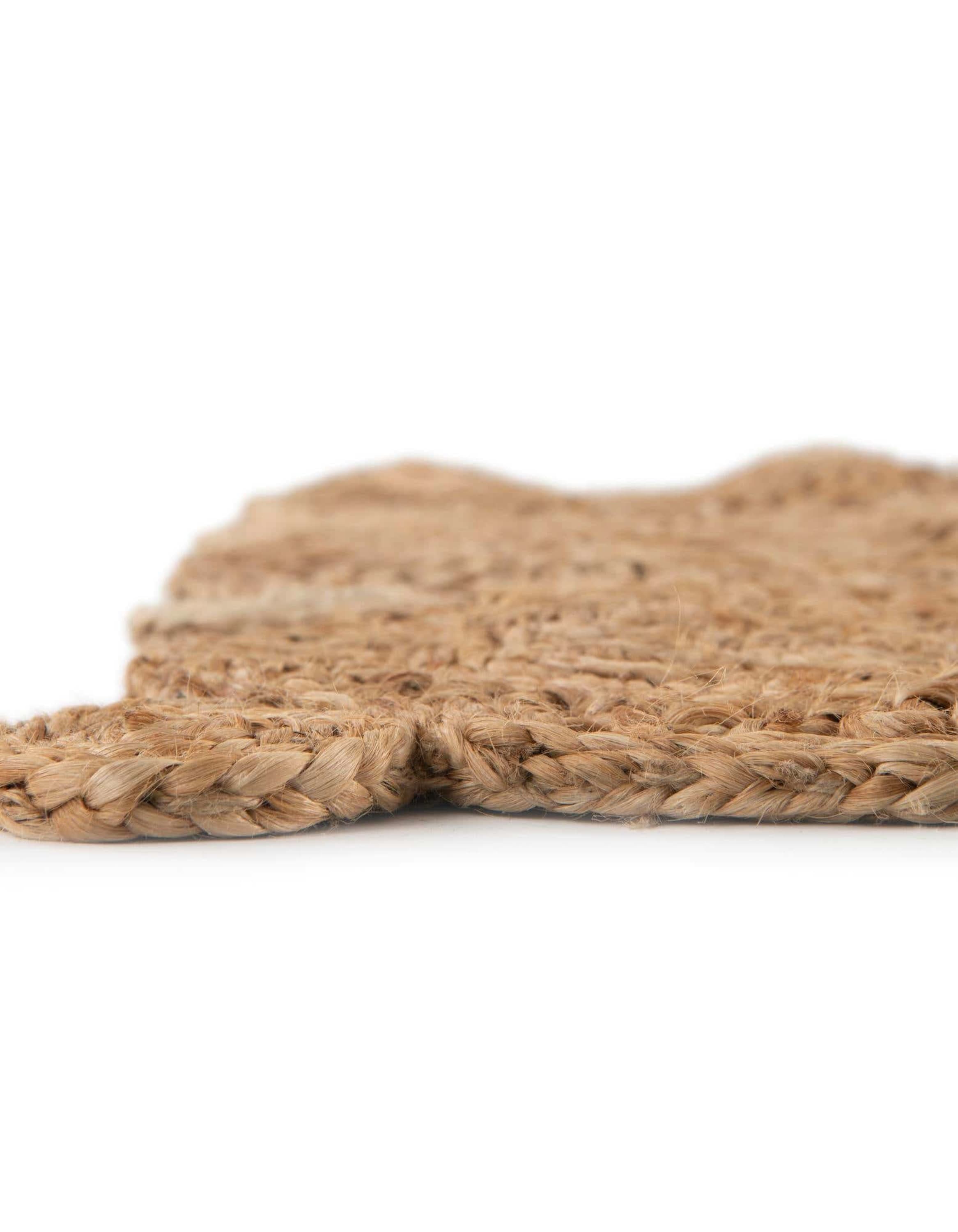 Handmade Braided Jute Square Rug in Natural Brown