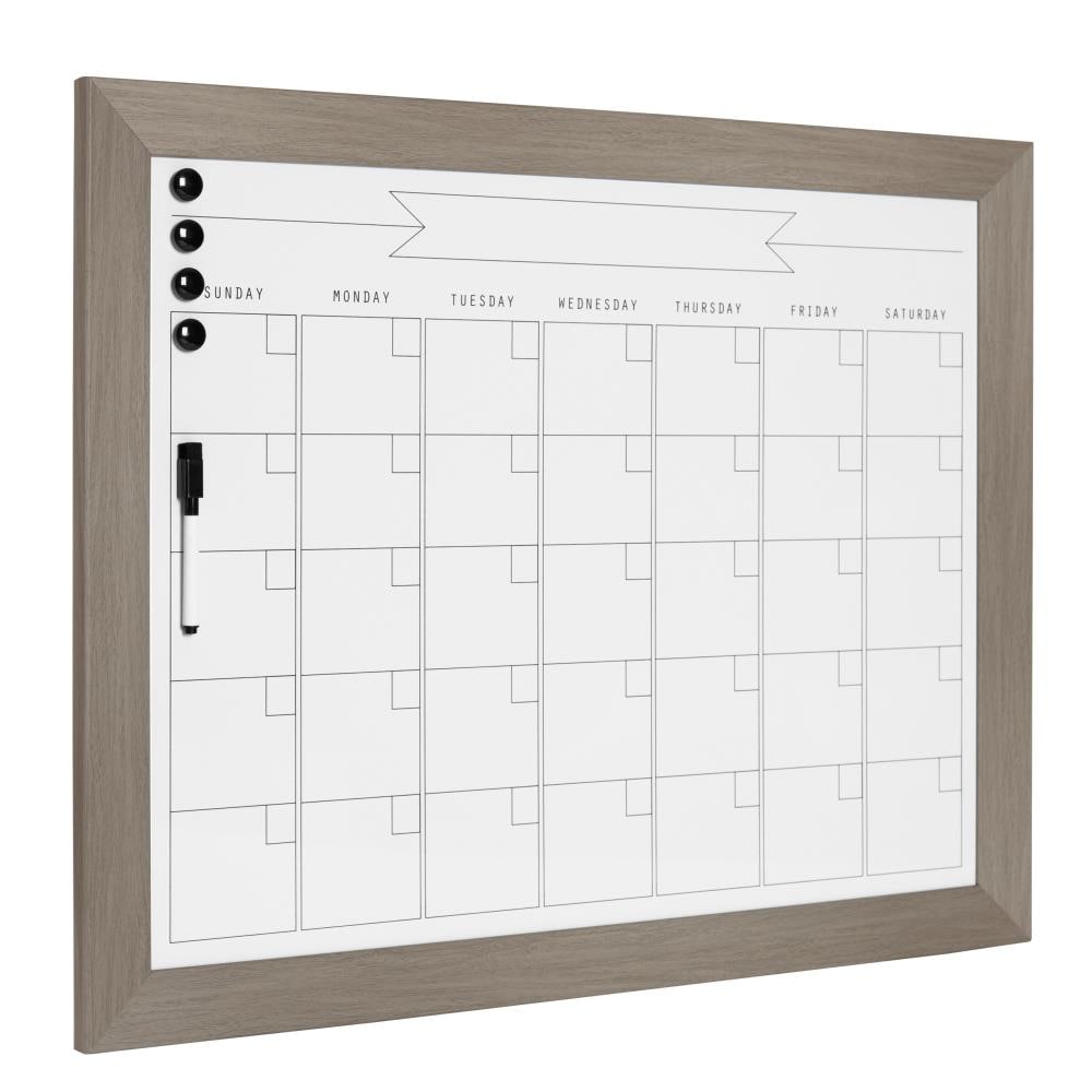 Black Wood Framed Magnetic Dry Erase Monthly Calendar