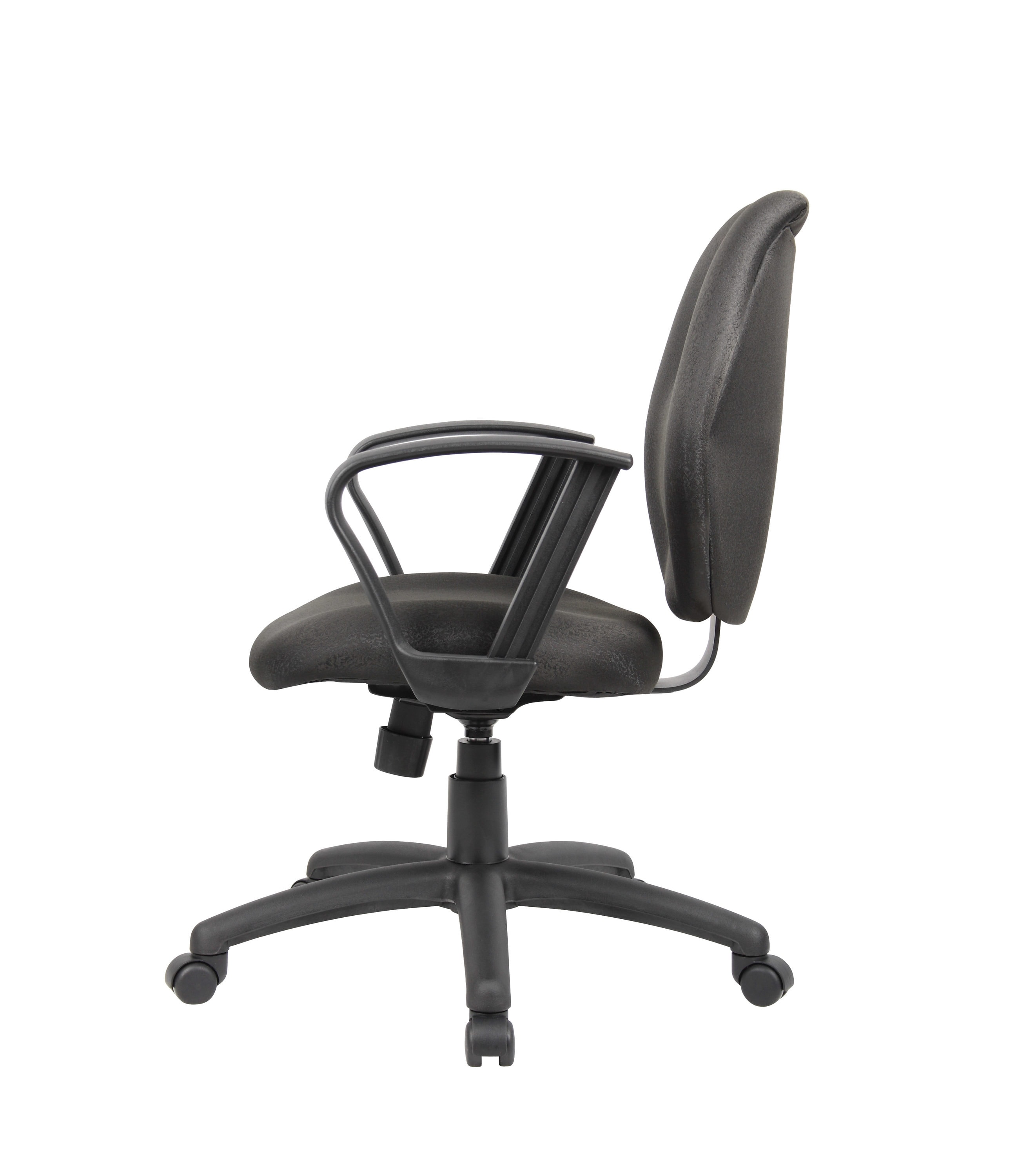 ErgoComfort Mid-Back Black Fabric Task Chair with Fixed Arms