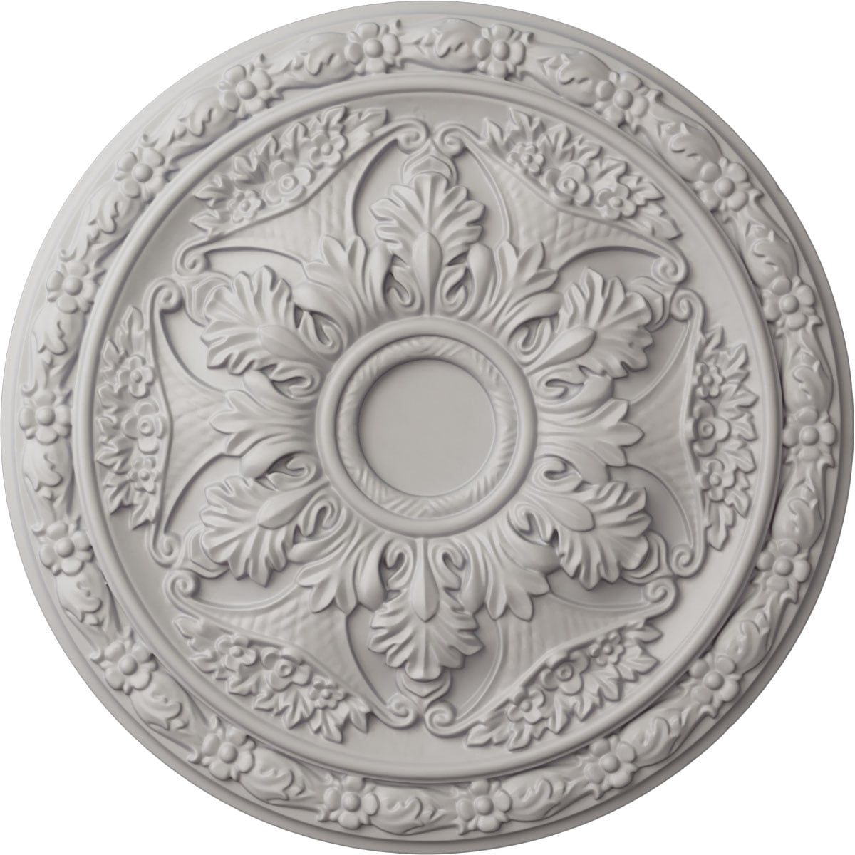Ekena Millwork CM20BLUWF Baile 20-Inches W x 20-Inches L Painted Ultra Pure White Polyurethane Whole Ceiling Medallion