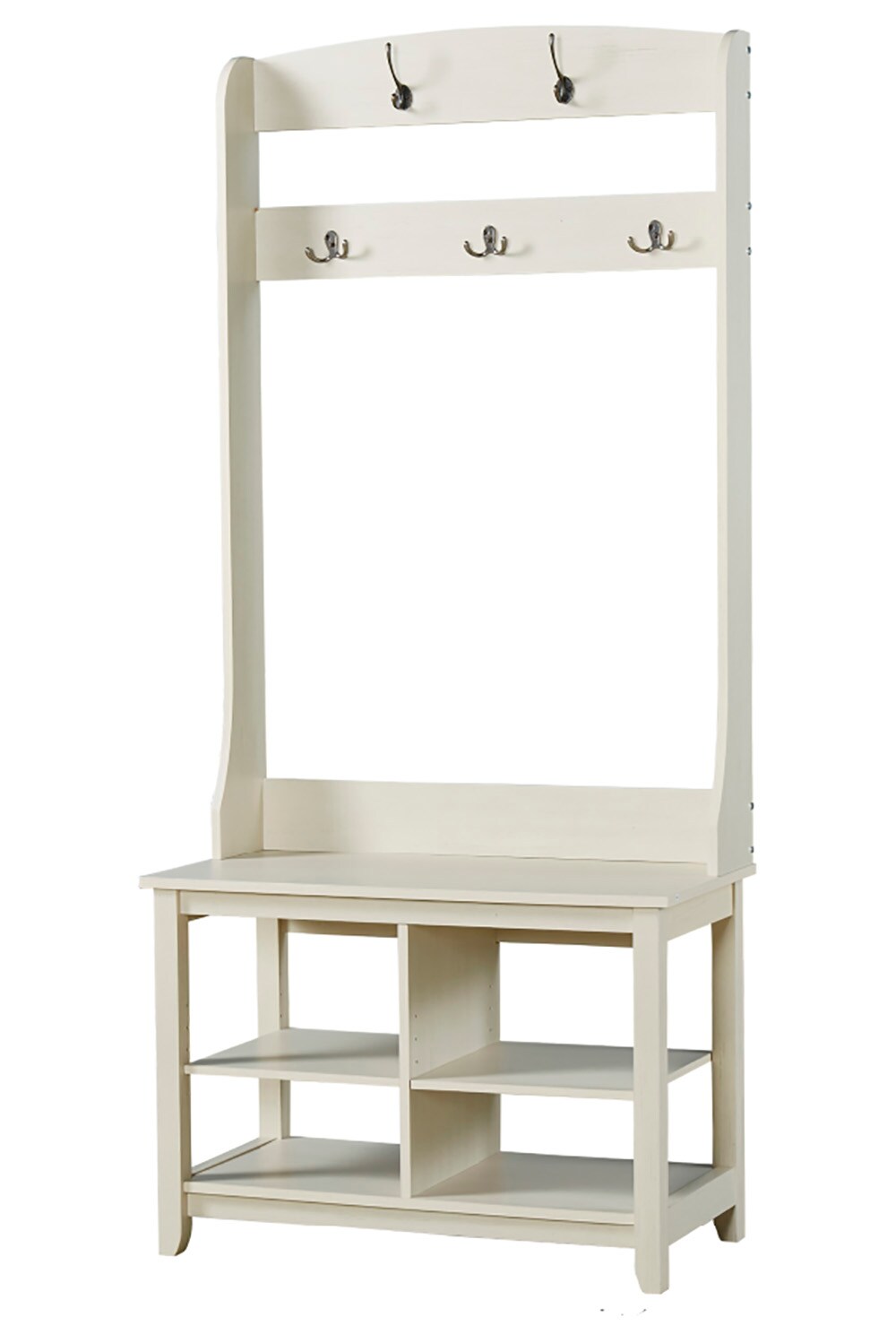 Honey-Can-Do Entryway Hall Tree Bench with Shoe Storage White