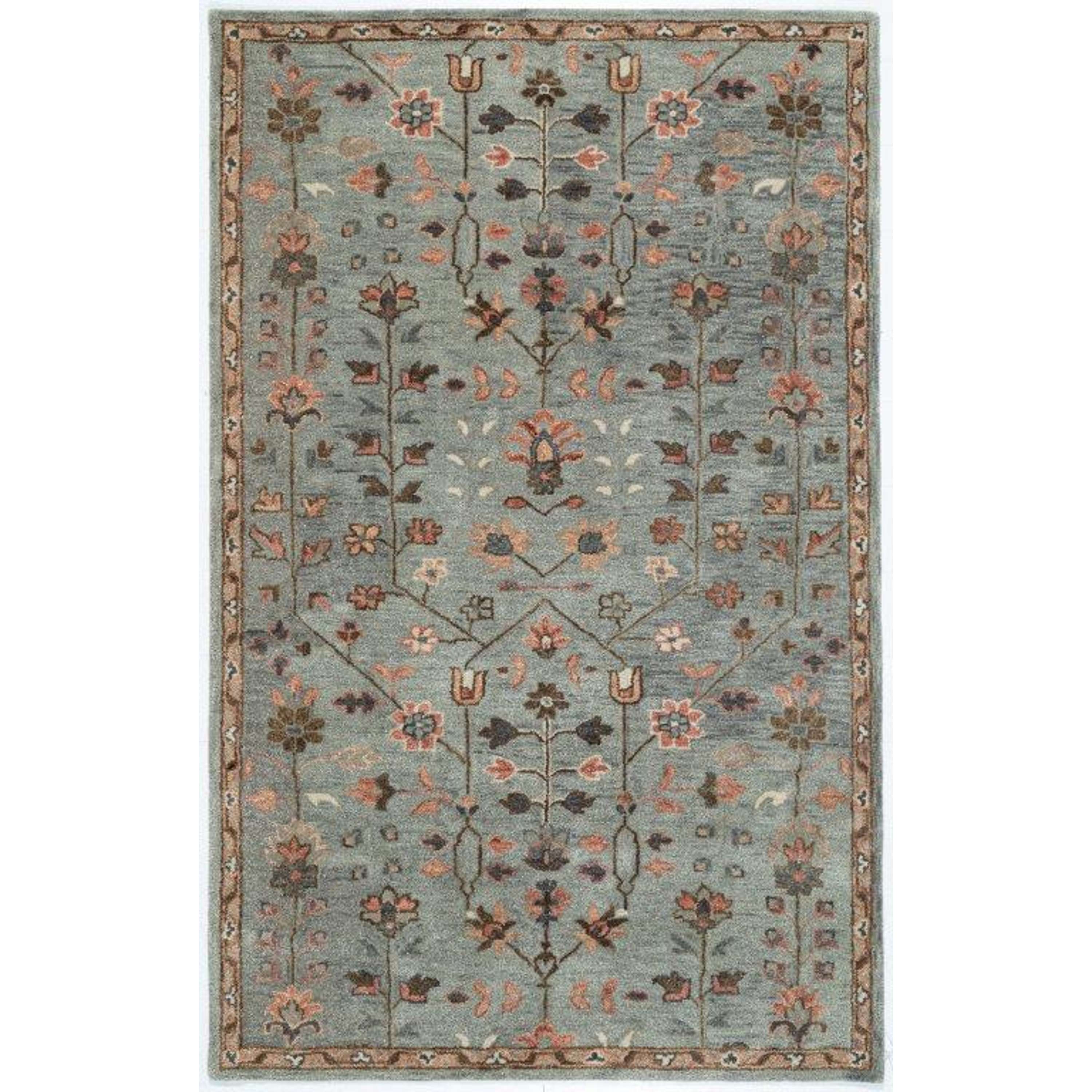 Obeetee TLS50809202TEL Timeless 5 x 8 (ft) Tufted Wool Teal Rectangular Indoor Area rug