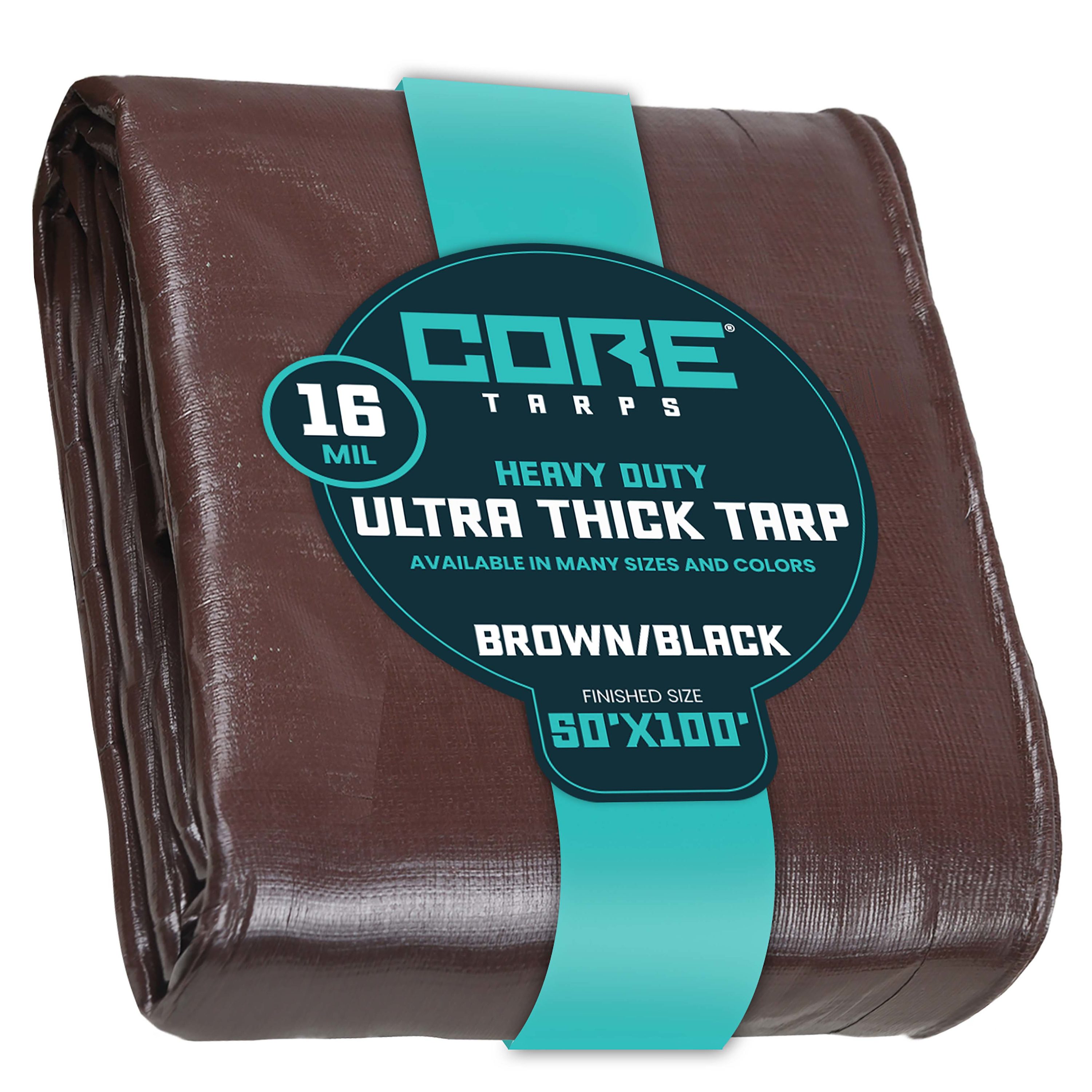 Core Tarps CT-302-50X100 50-ft x 100-ft Brown Waterproof Commercial Polyethylene 16-mil Tarp