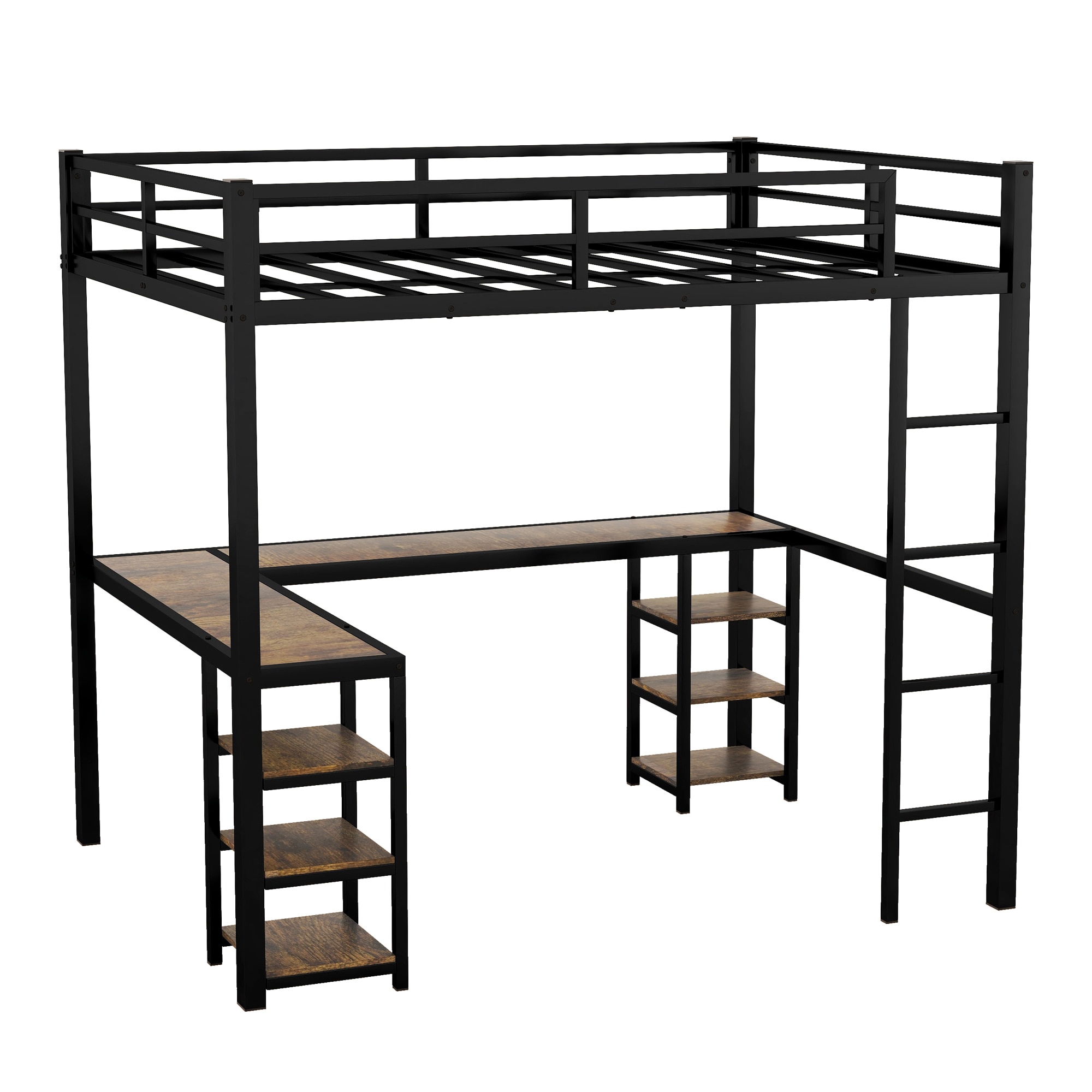 LETILY W6QPSKGB Full Black Metal Bed Frame with Headboard