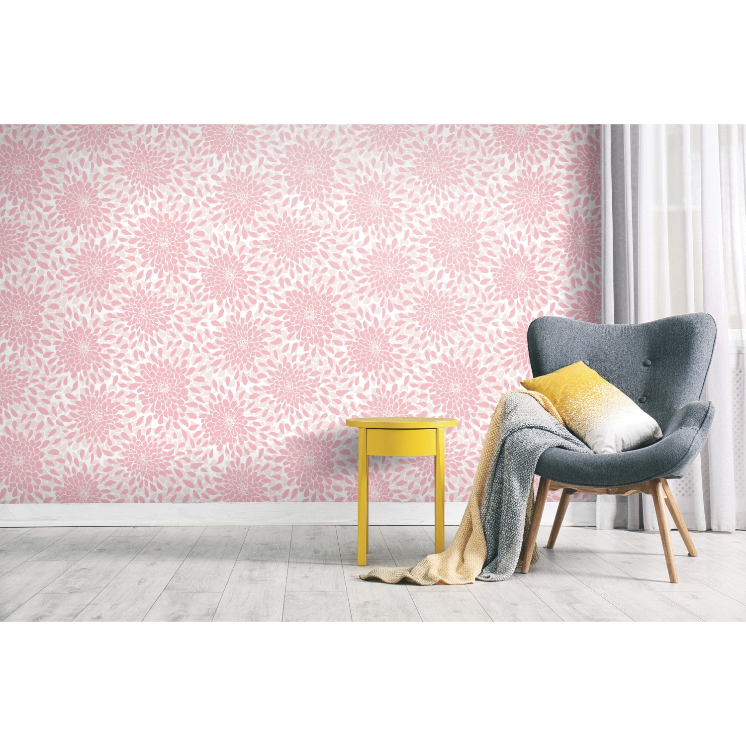 RoomMates 28.18-sq ft Pink Vinyl Floral Self-adhesive Peel and Stick ...