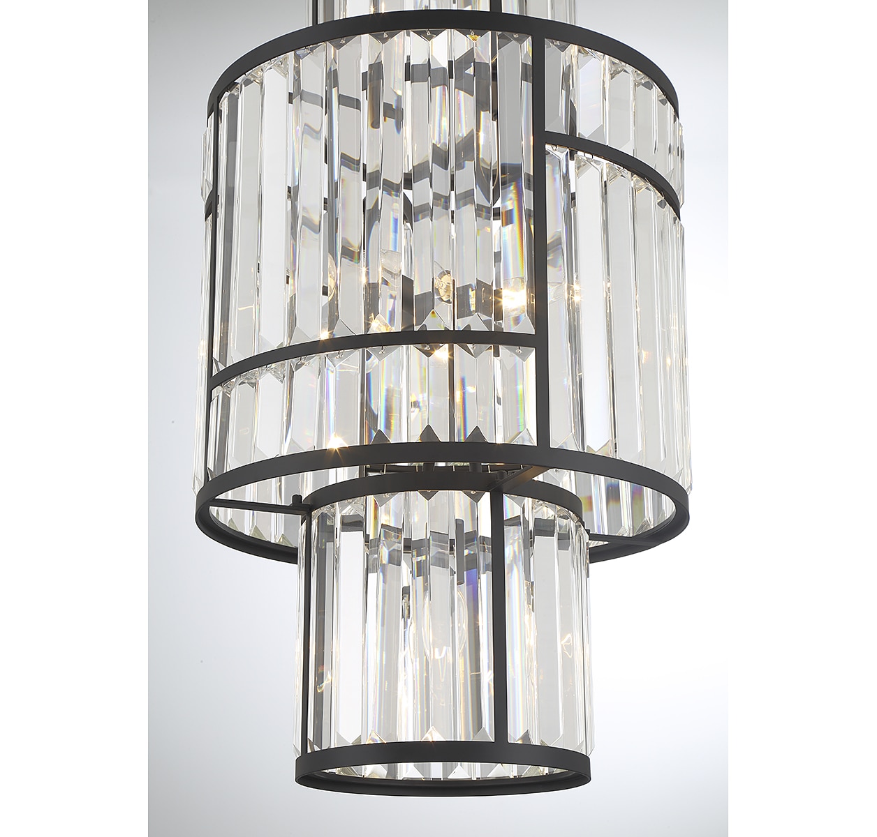 Matte Black Glass Drum 8-Light LED Pendant