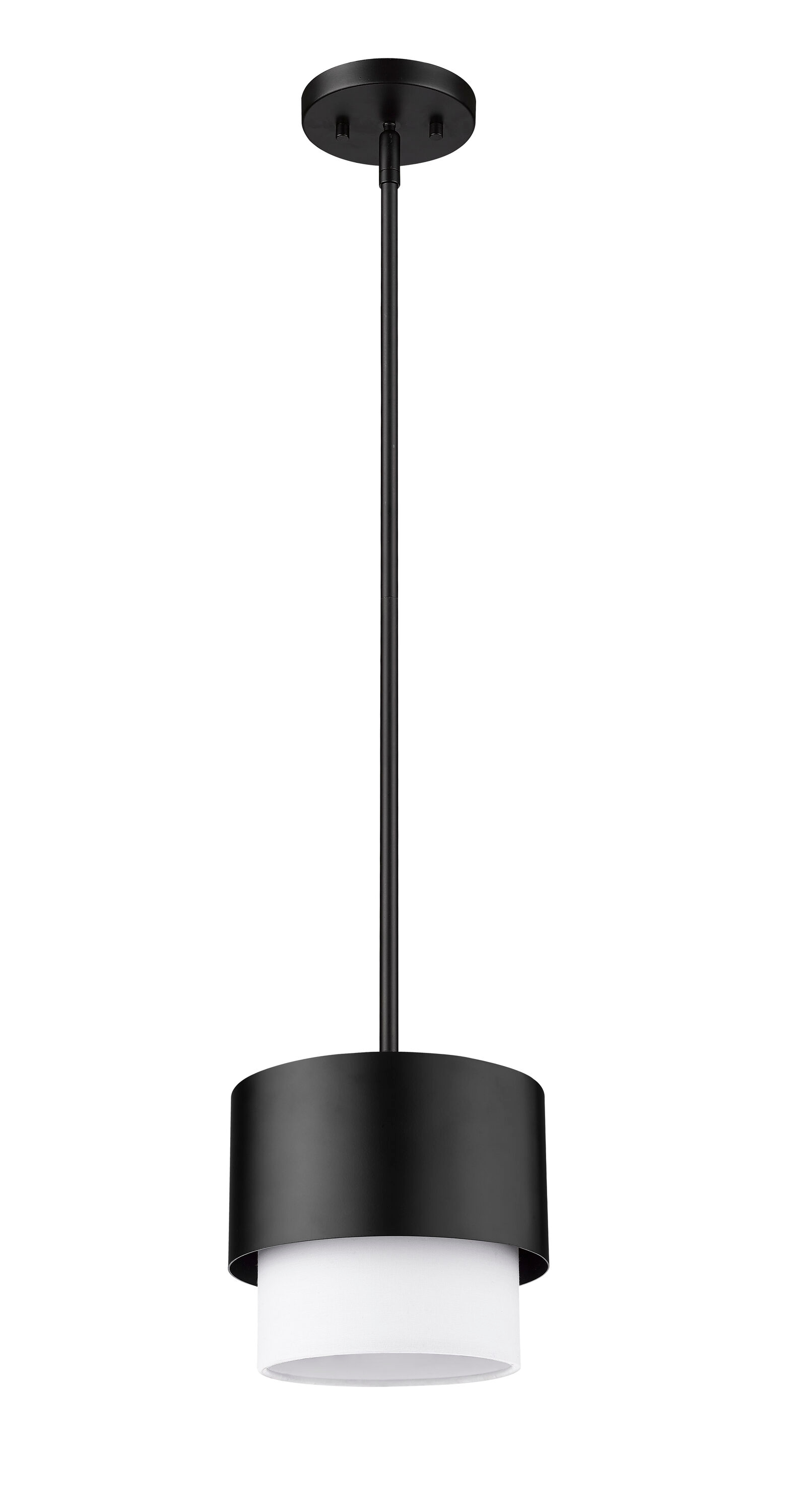 Matte Black and White Fabric Shade Pendant Light