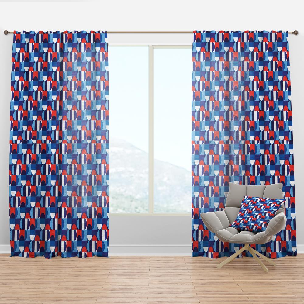 Designart CTN24062-52-63 63-Inches Blue Abstract Room darkening Thermal lined Rod pocket Single curtain panel