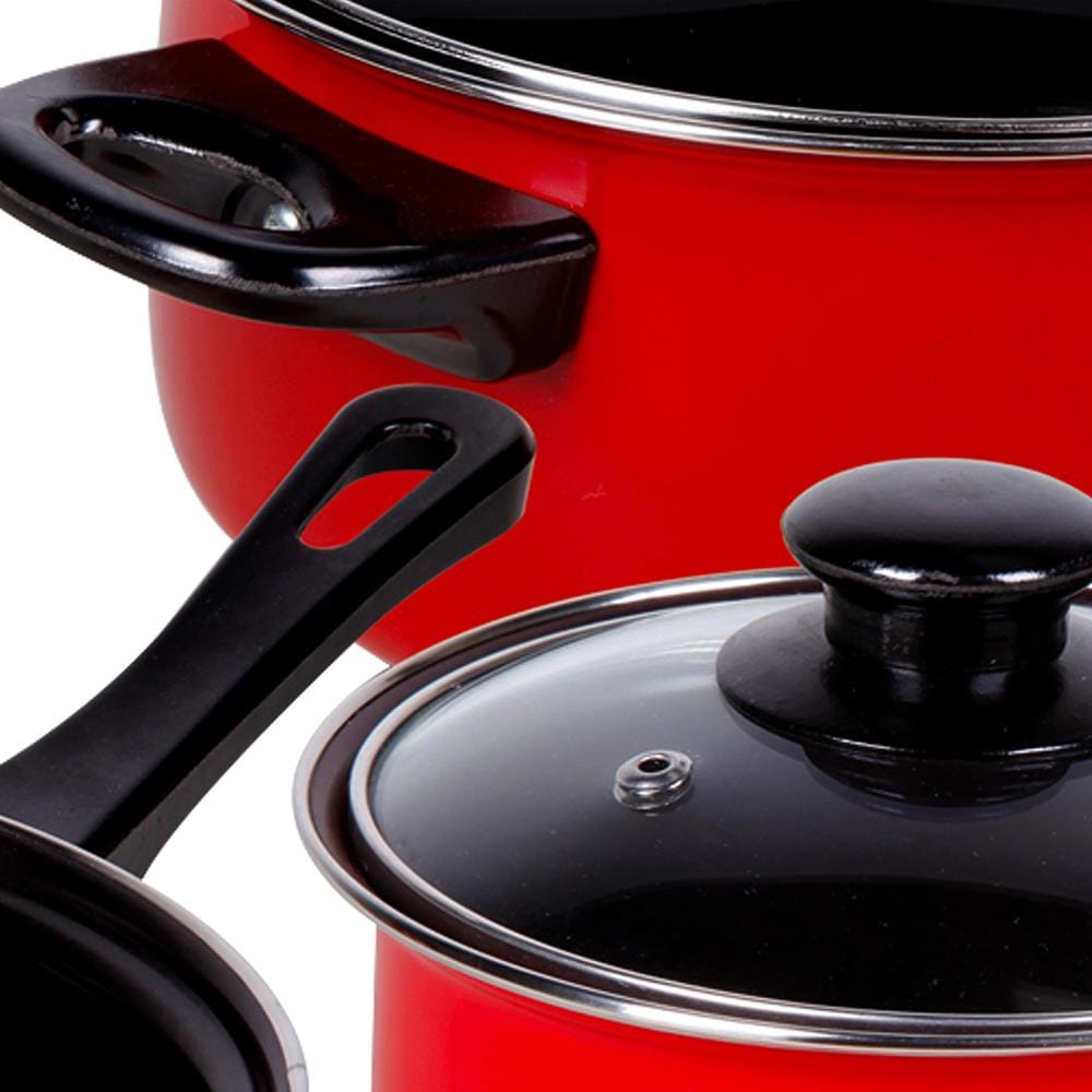 Gibson Home Armada 7-Piece Carbon Steel Nonstick Red Cookware Set