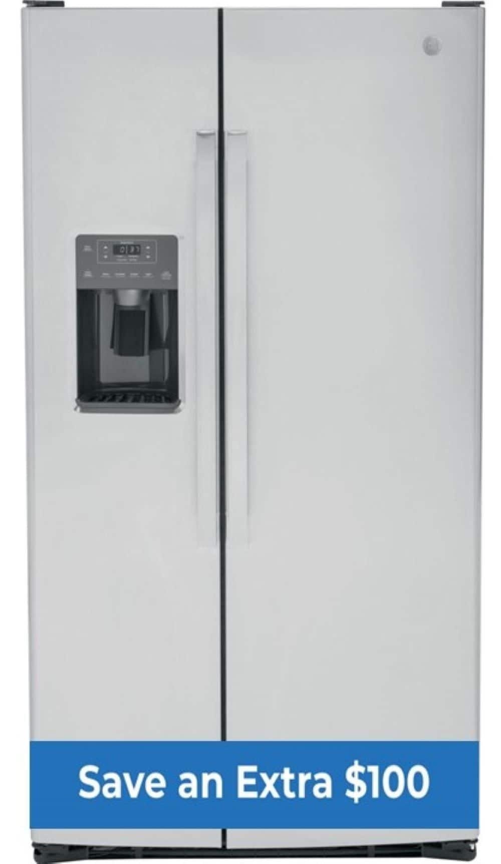 GE 25.3-cu ft Side-by-Side Refrigerator with Ice Maker (Stainless Steel) in  the Side-by-Side Refrigerators department at