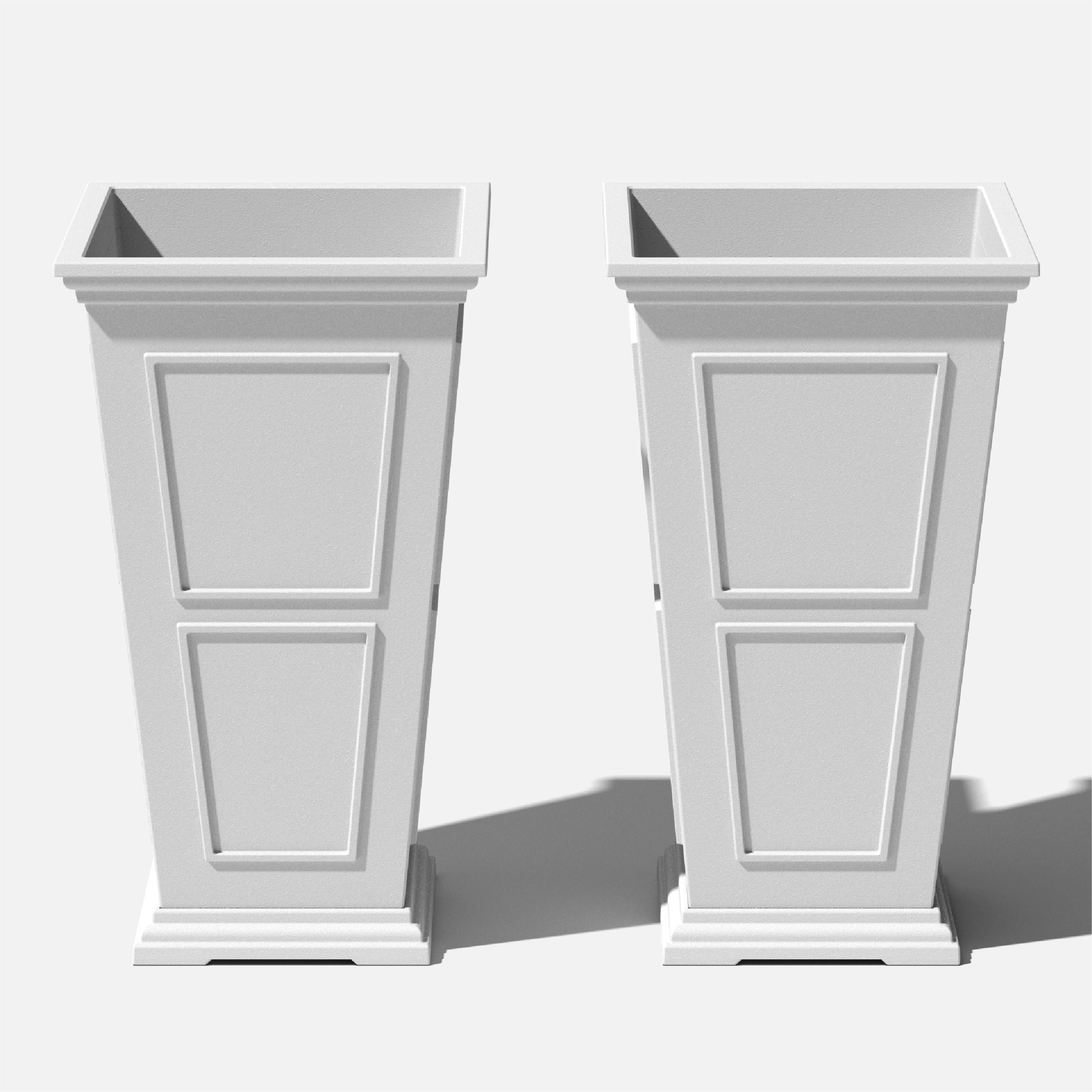 Brixton Tall White Recycled Plastic Planter 2-Pack 26"