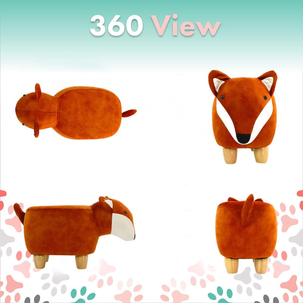 Fox Animal Shape Mini Ottoman with Wooden Legs